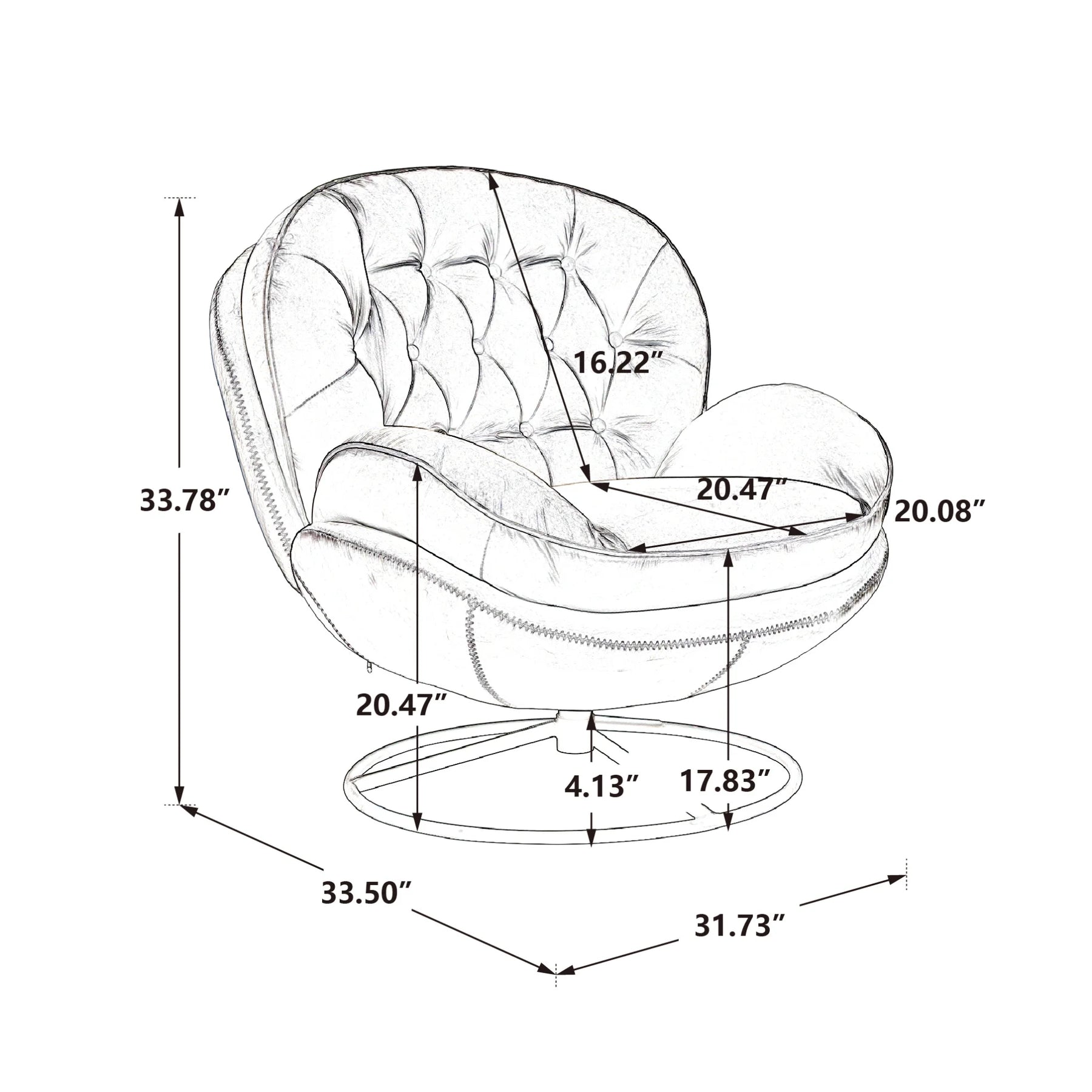 Velvet Swivel Accent Chair with Ottoman, Modern Chaise Lounge Chair with Metal Frame and Footstool, Comfy Armchair Reading Chair