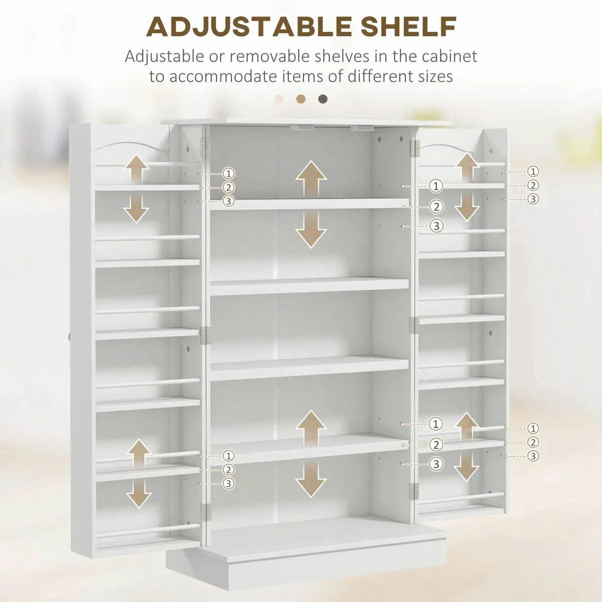 Spaco 17-Tier Kitchen Small Pantry Cabinet with 2 Doors and 6 Adjustable Shelves, Cabinet Pantry, Freestanding 5-Tier Shelving Pantries