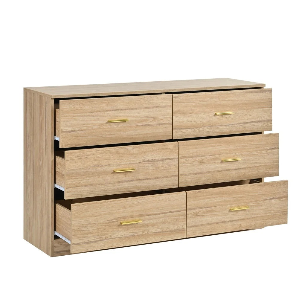 Kadyn Modern 6 Drawer Dresser Wood Cabinet, Dresser for Bedroom, Kitchen Storage Cabinet with Drawers, Chest of Drawers(Black)