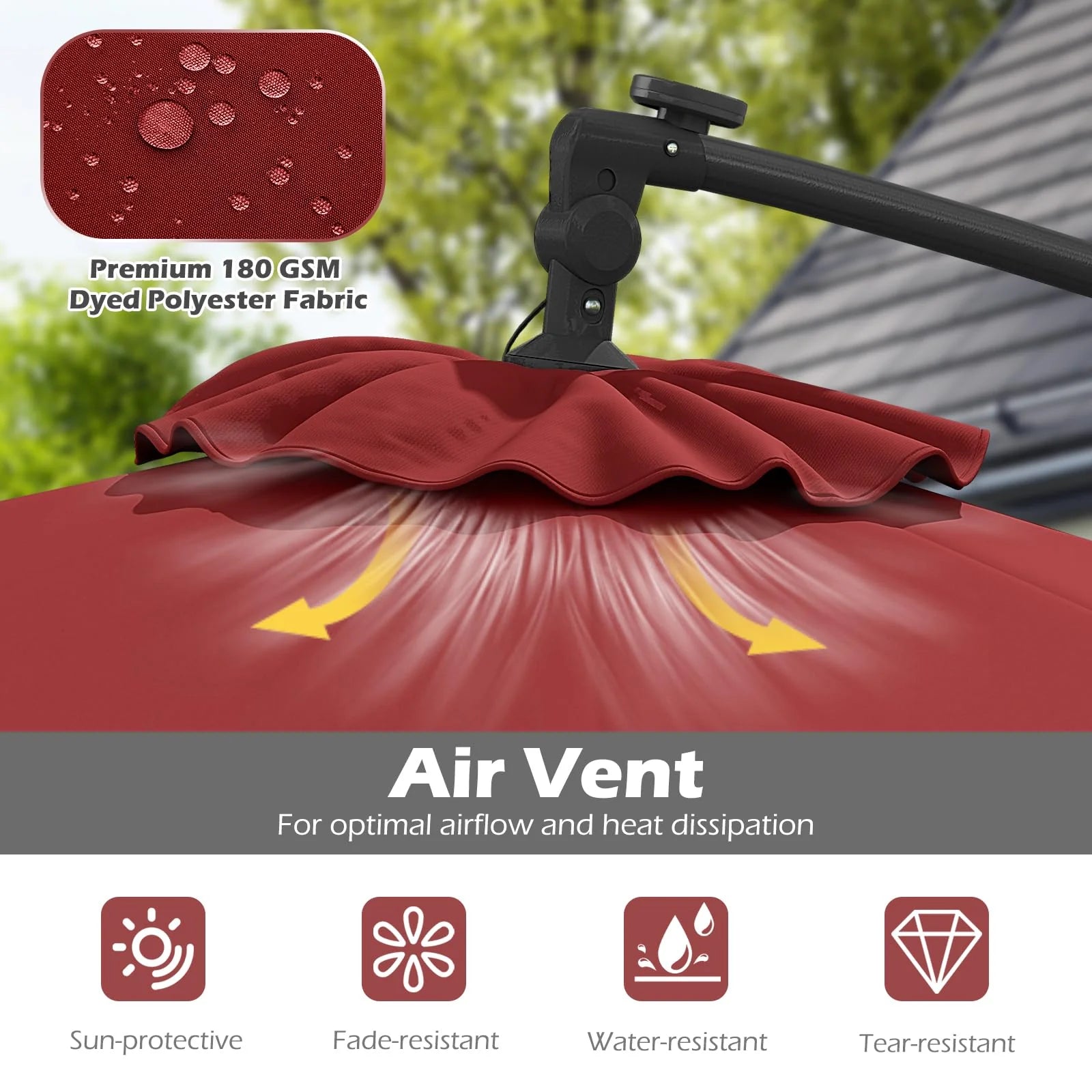 Tangkula 10ft Solar Patio Umbrella with Base Included