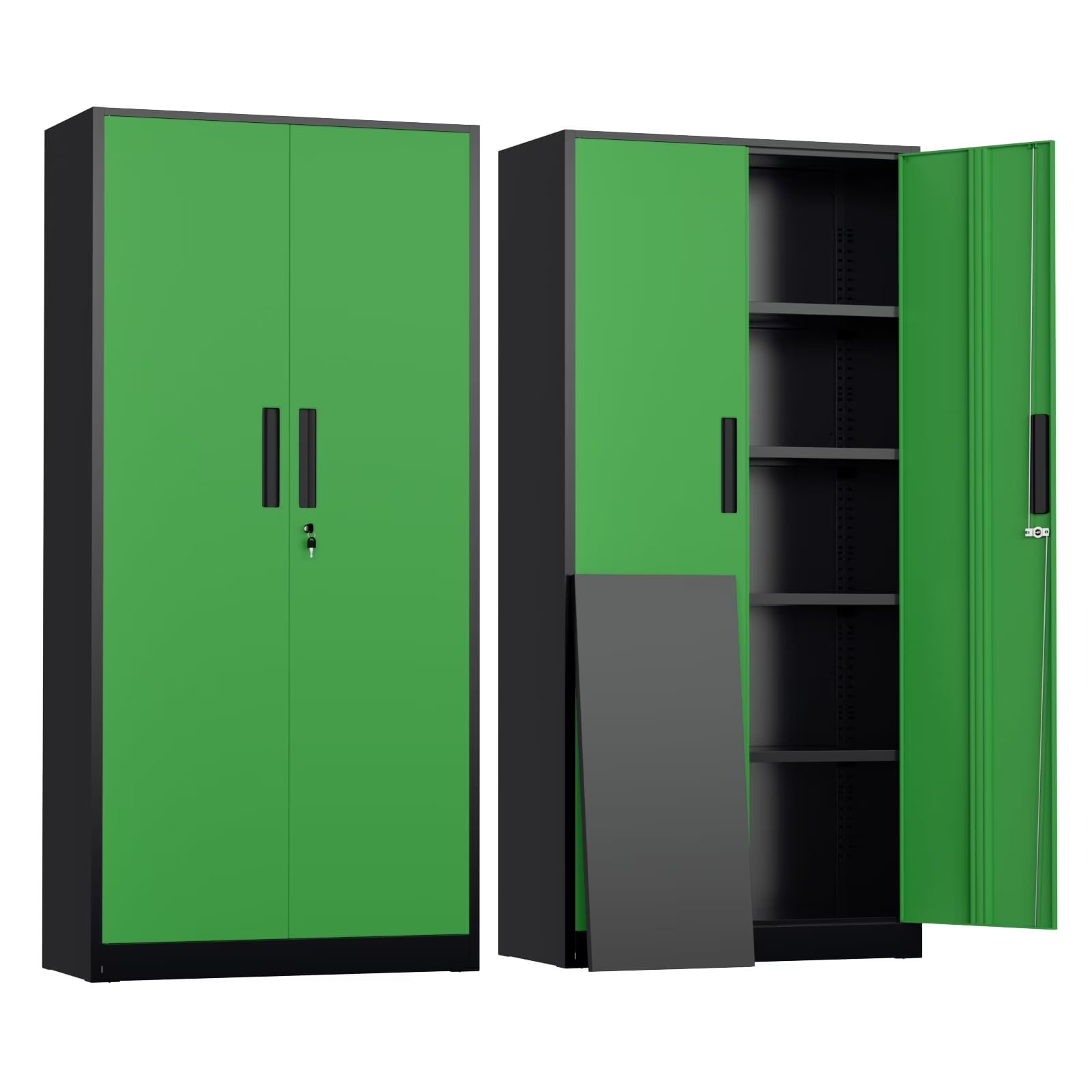 SOLAURA 71" Metal Garage Storage Cabinet with Locking Doors and Adjustable Shelves for Home, Office(Black)