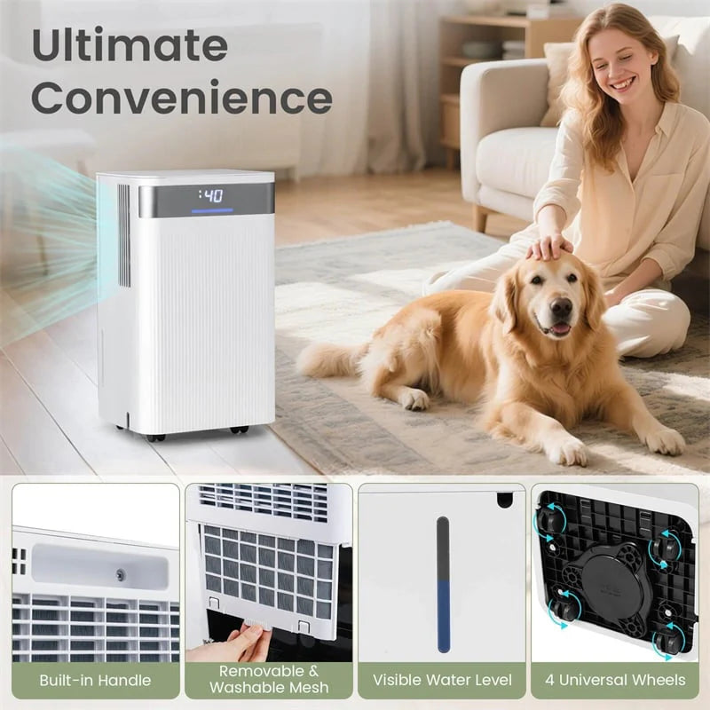 32 Pints 2000 Sq.ft Basement Dehumidifier with Drain Hose, 24H Timer & 3 - Color Indicator, Quiet Portable Dehumidifier for Home, Bedroom, Bathroom