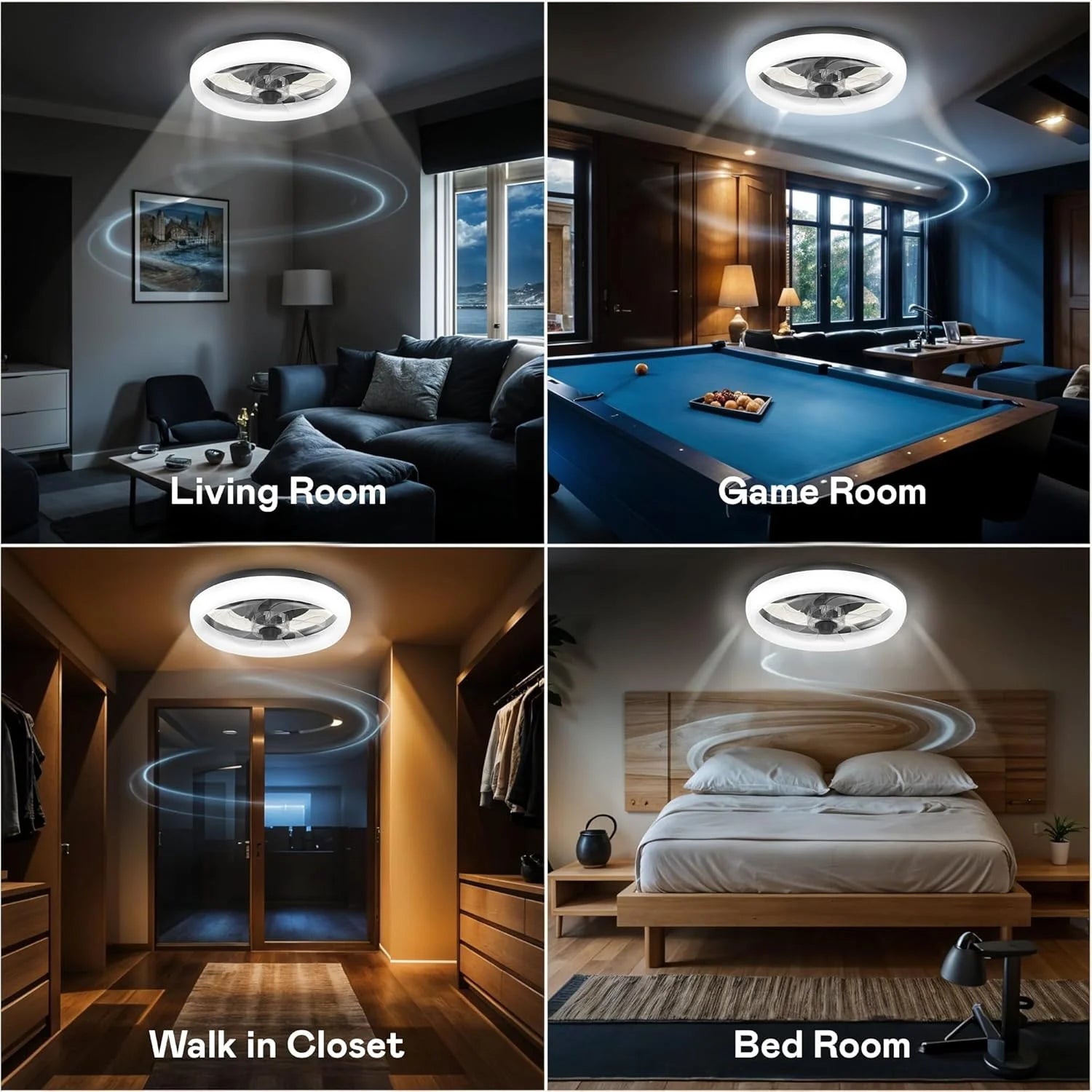 Cannonx 14 Low Profile Ceiling Fans with Lights and Remote, Modern Fandelier Ceiling Fan