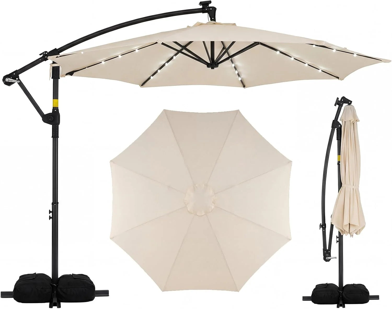 Tangkula 10ft Solar Patio Umbrella with Base Included