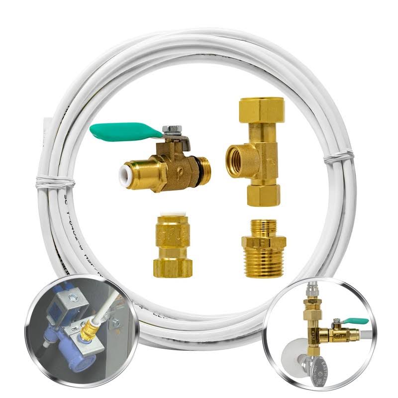 Metpure Ice Maker Fridge Installation Kit ÿ 25' Feet Tubing for Appliance Water Line with Stop Tee Connection and Valve for Quick Installation, 1/4"