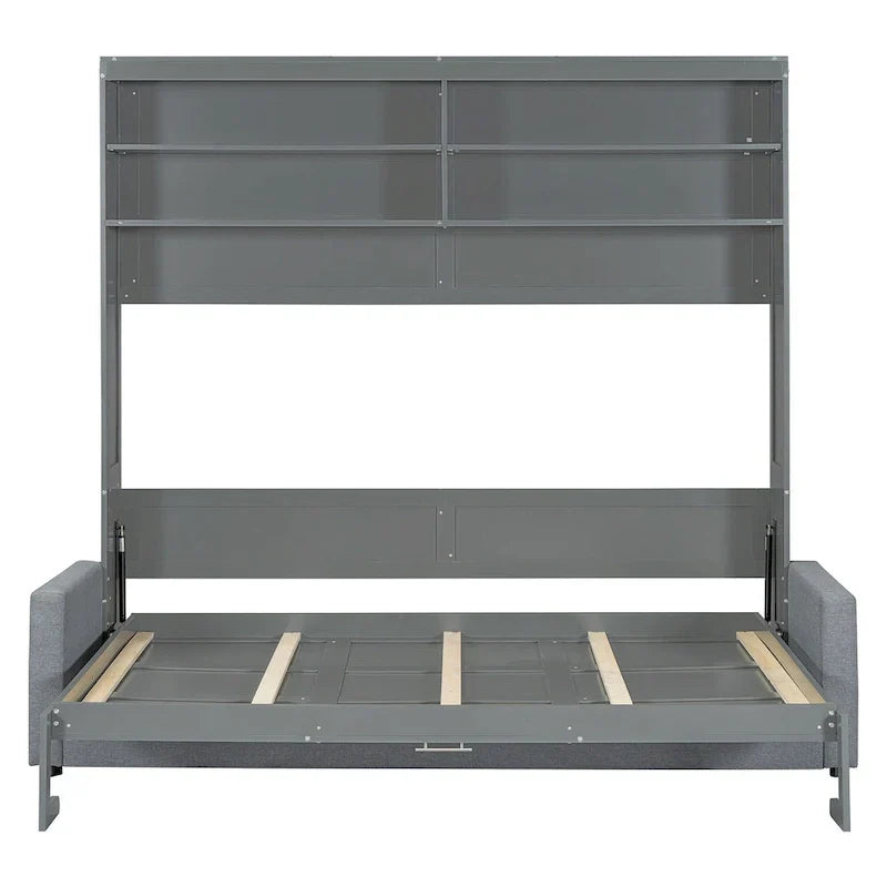 Queen Murphy Bed with Sofa - 2 - in - 1 Design, Storage Solutions & Dual - Piston Mechanism