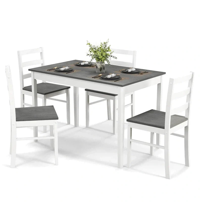 Costway 5-Piece Solid Wood Dining Set for Kitchen