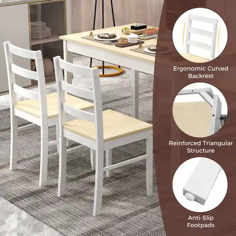 Costway 5-Piece Solid Wood Dining Set for Kitchen