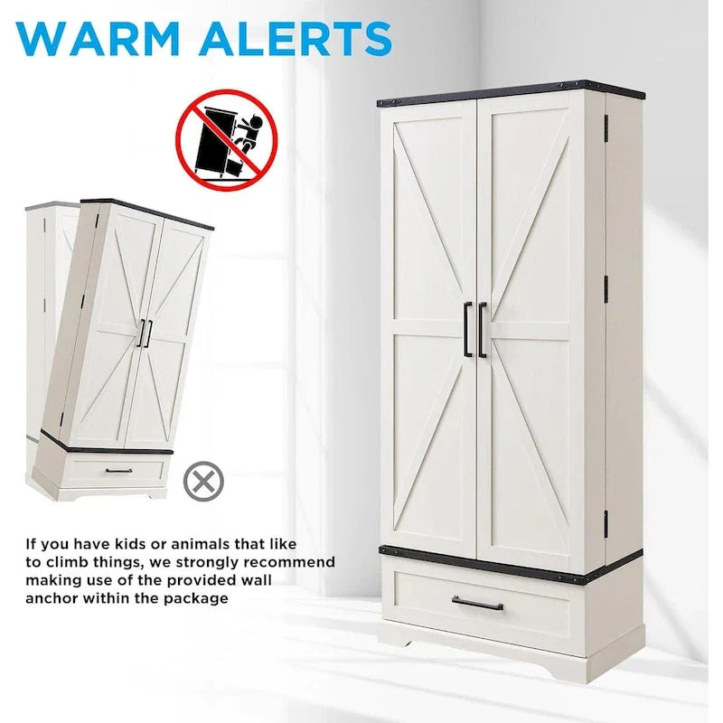 72 - Inch Tall Farmhouse Kitchen Pantry Cabinet - Stylish Storage Cupboard