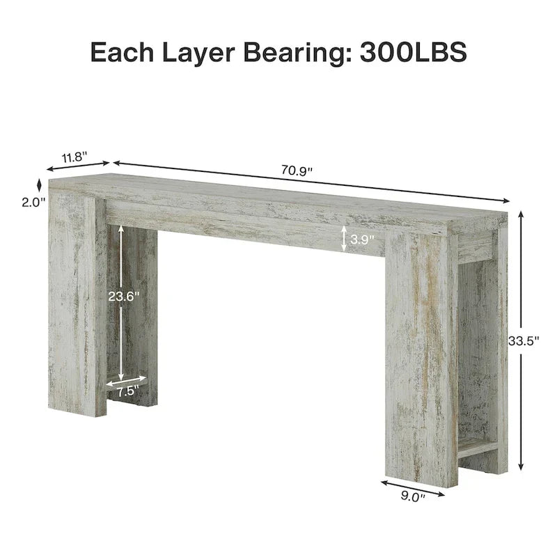 70.9 - Inch Console Sofa Table for Living Room, Entryway, and Hallway