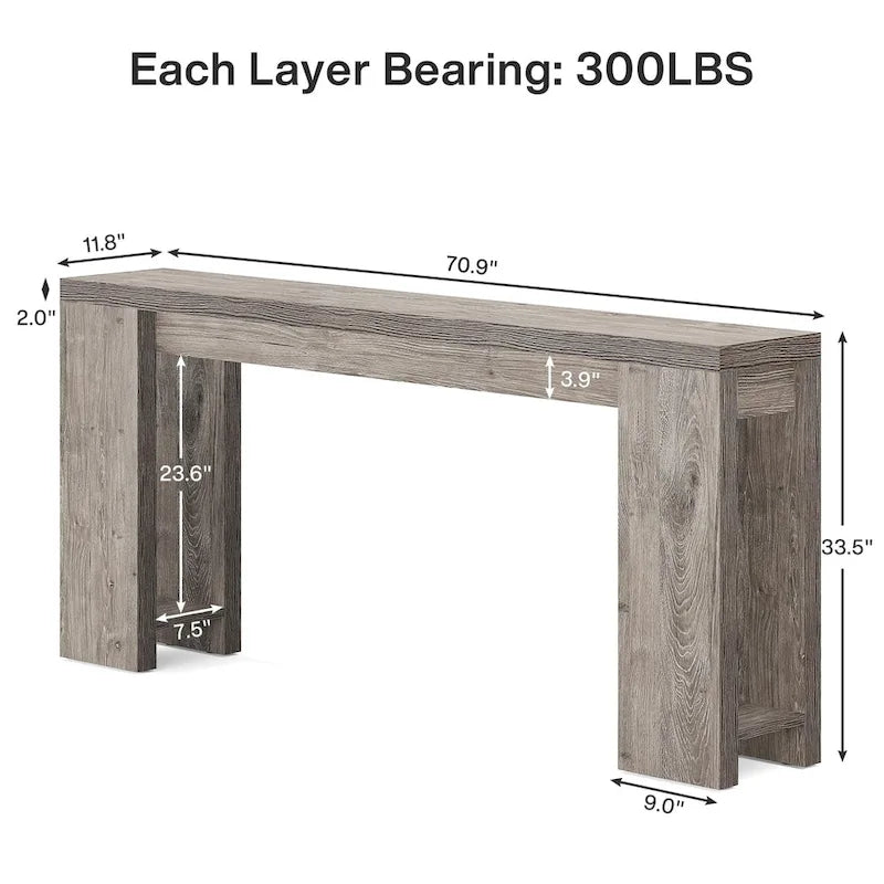 70.9 - Inch Console Sofa Table for Living Room, Entryway, and Hallway