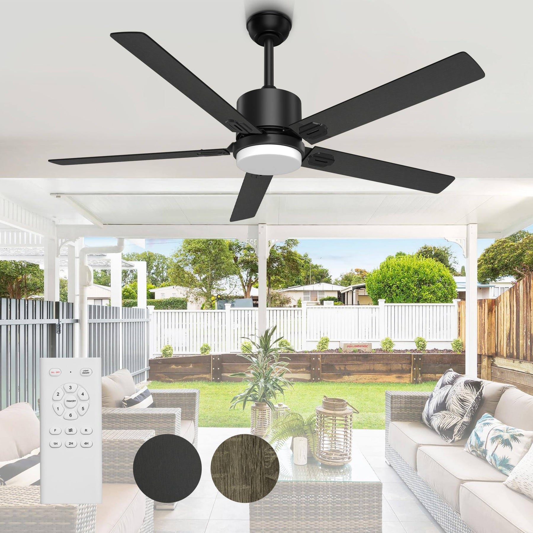 BECLOG Ceiling Fan with Light, 60" Ceiling Fans with Remote Indoor Outdoor DC Motor Modern Ceiling Fan with Light LED for Dining Room, Bedroom