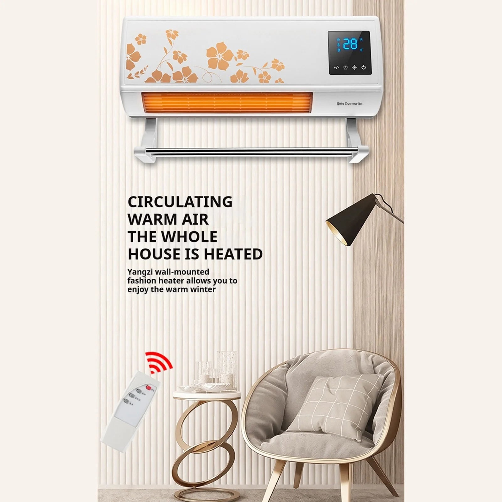 FYHALE 8, 000 Btu 115V Wall - Mounted Air Conditioner with Remote Control (Heating and Cooling)