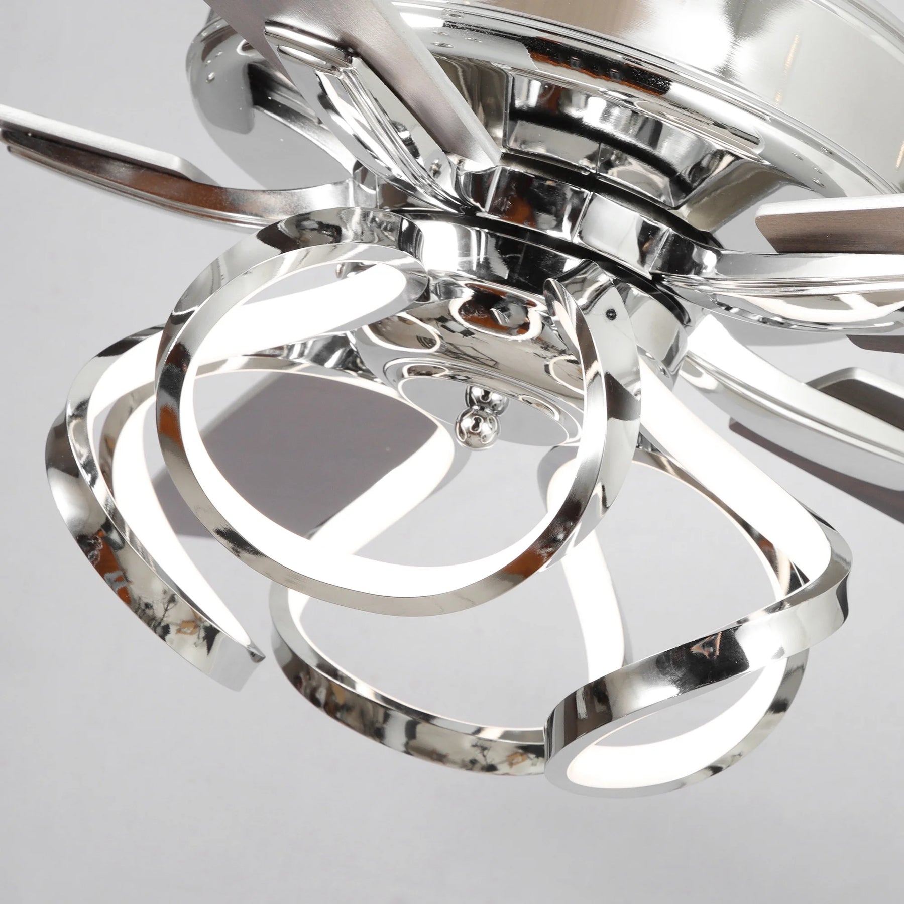 Parrot Uncle 52 - Inch Contemporary Chrome Ceiling Fan with Integrated LED Lights and Remote Control