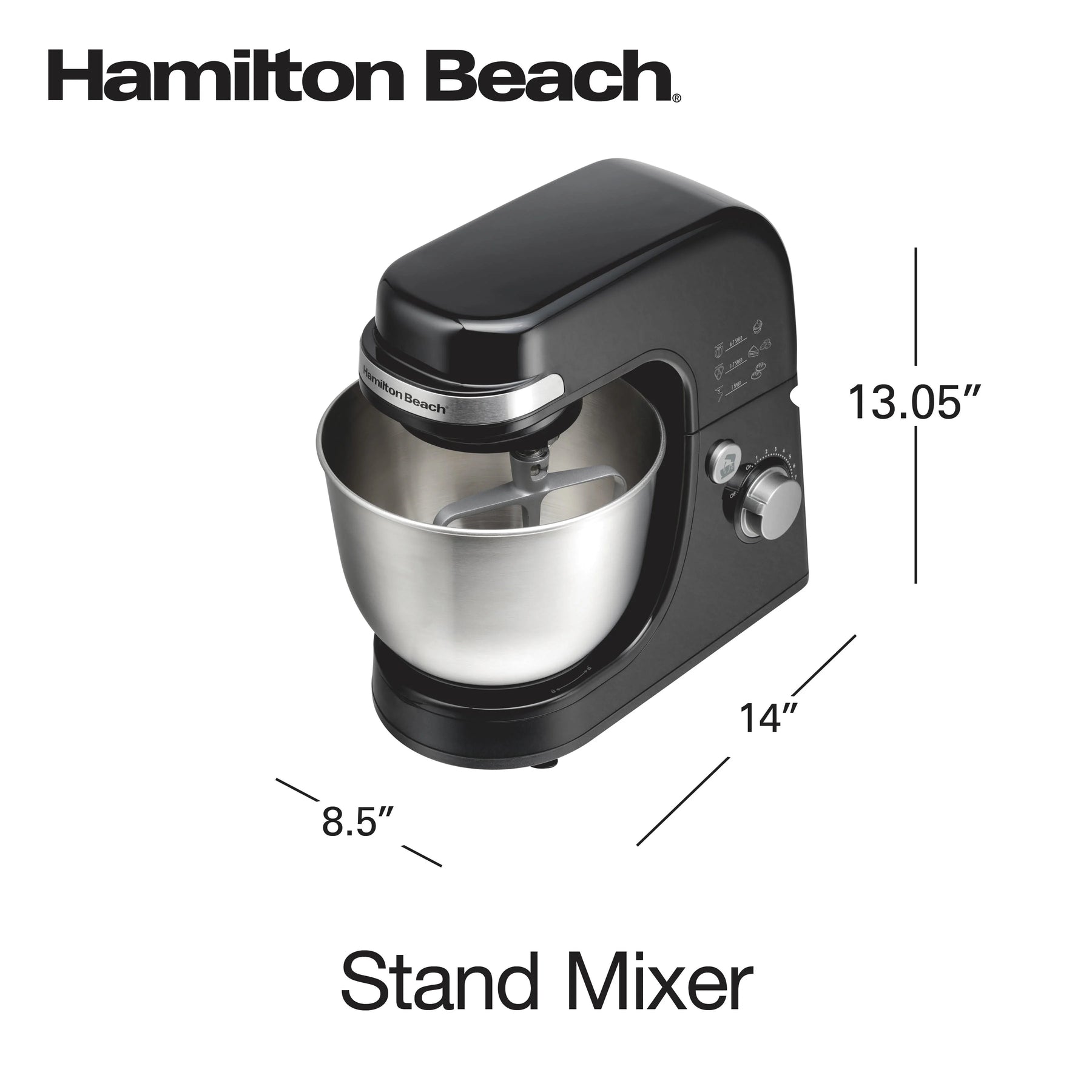Hamilton Beach 4 Quart Stand Mixer for Kitchen, 7 Speeds, Tilt - Head, Dough Hook, Whisk & Flat Beater, White