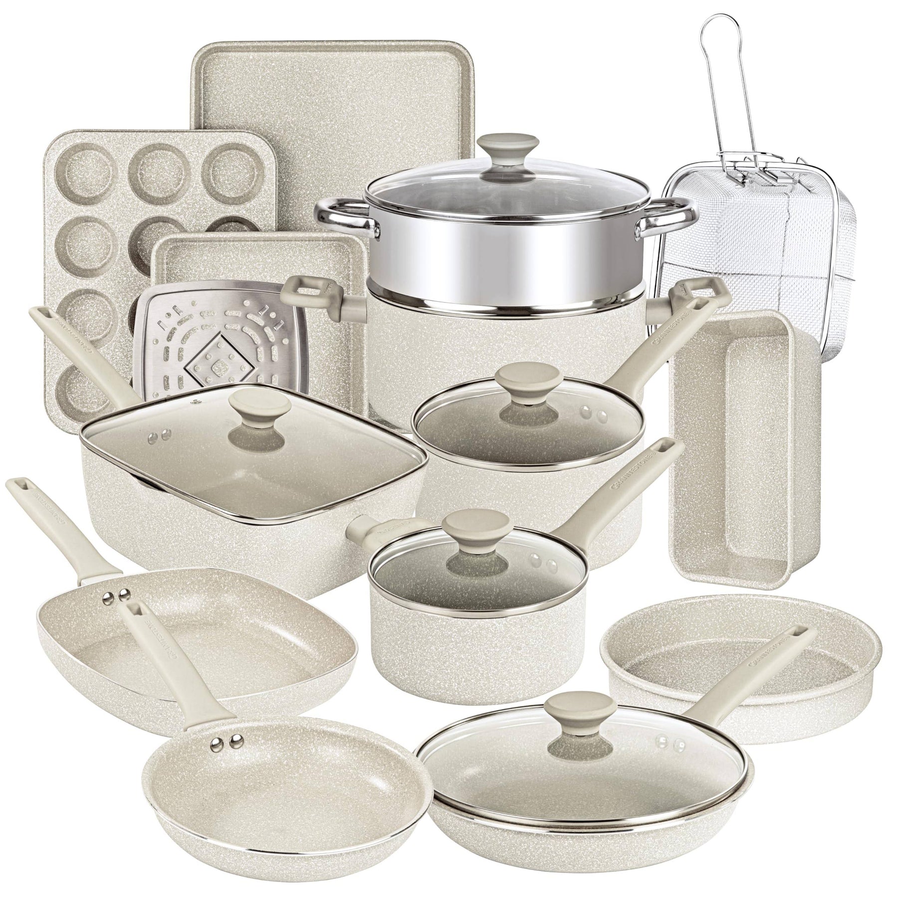 Granitestone Desert Collection 20-Piece Cookware & Bakeware Set in Beige