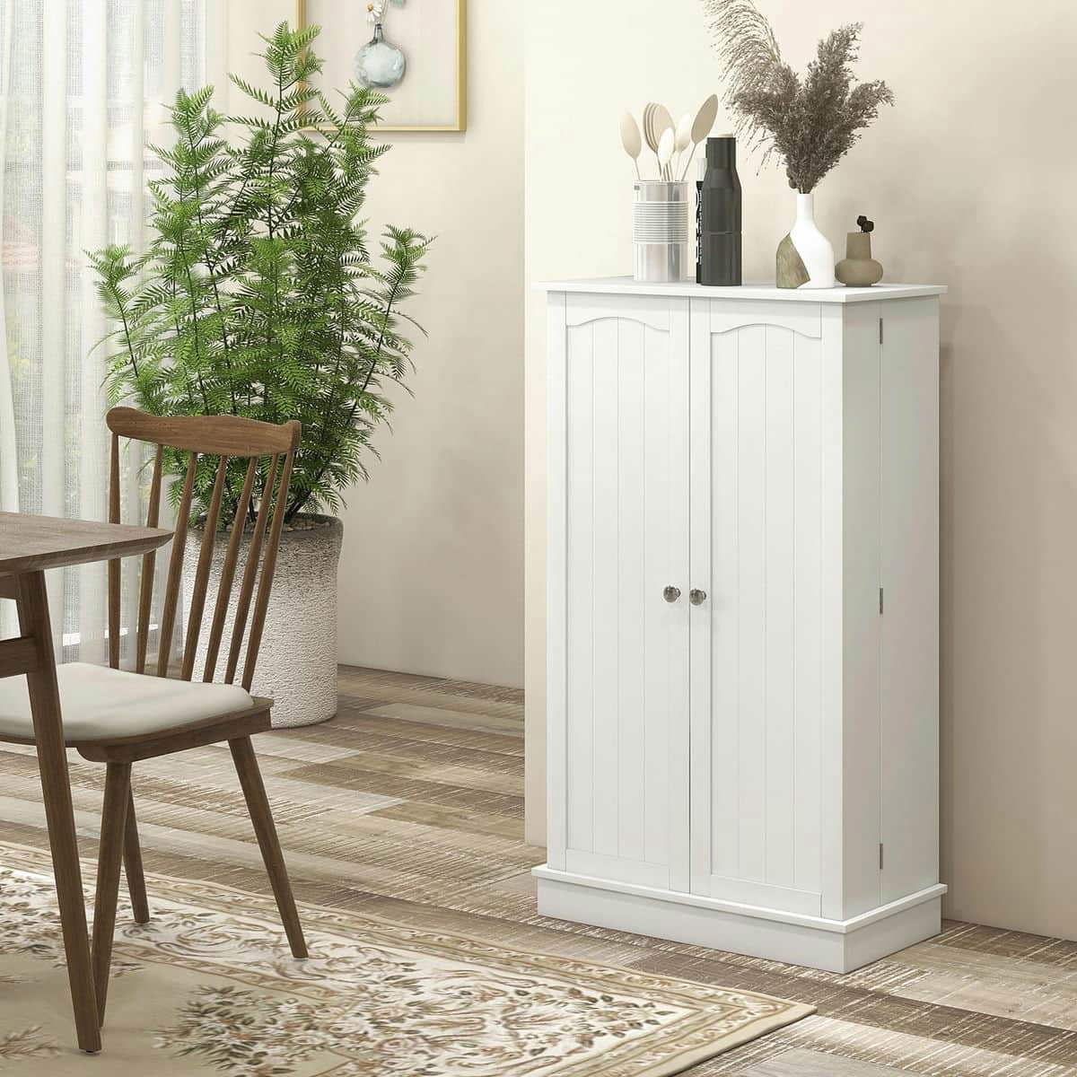 Spaco 17-Tier Kitchen Small Pantry Cabinet with 2 Doors and 6 Adjustable Shelves, Cabinet Pantry, Freestanding 5-Tier Shelving Pantries