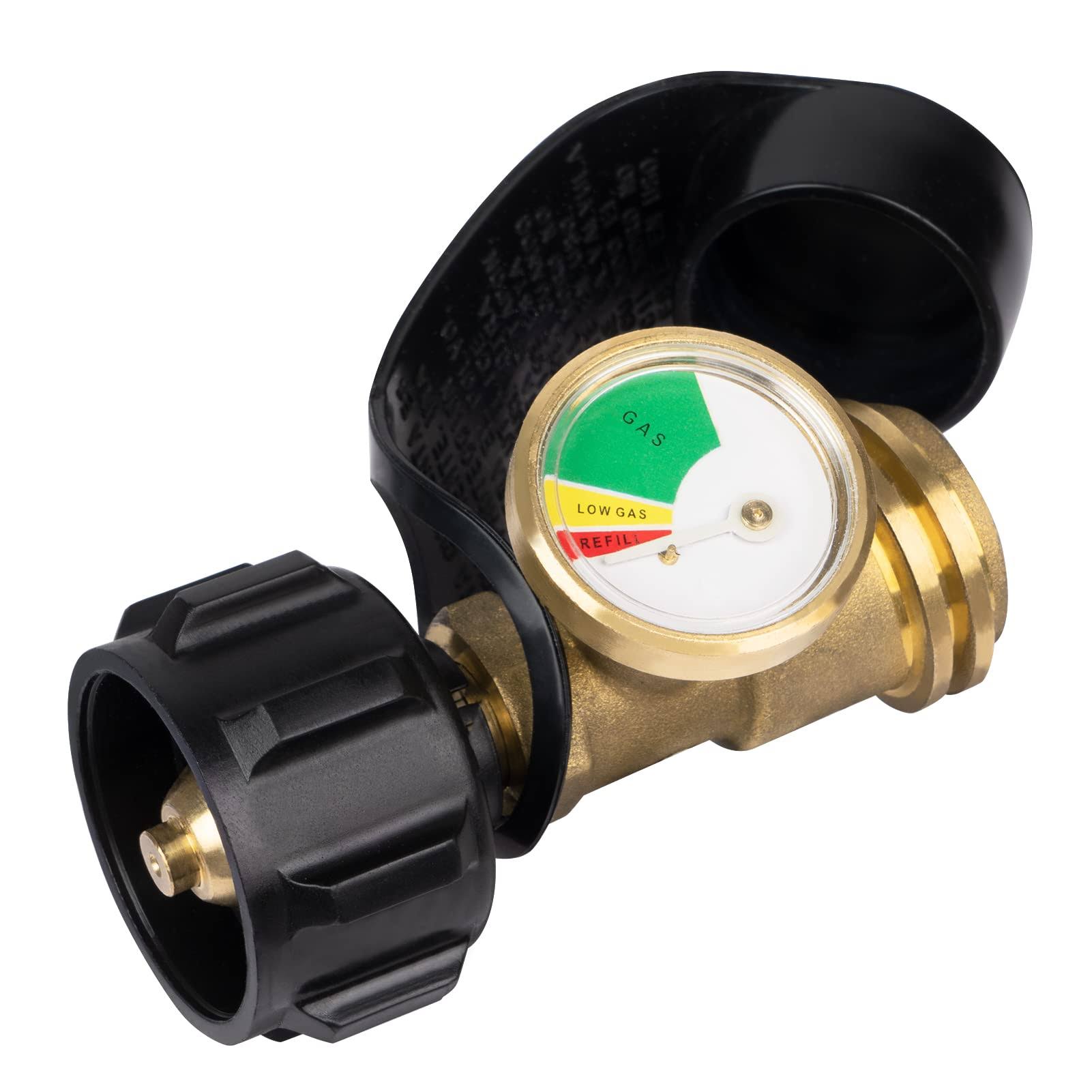 GASPRO Propane Tank Gauge Level Indicator/Leak Detector for Qcc1 Propane Tank,Heater,Grill and Other Propane Appliance - 100% Solid Brass Heavy - Duty