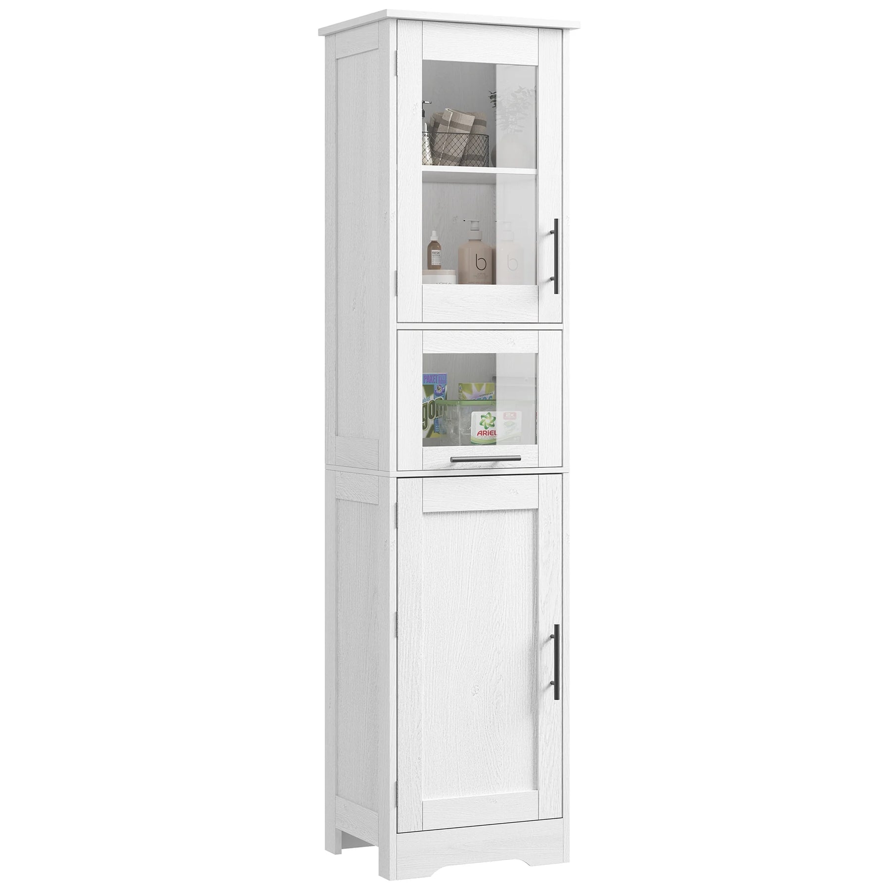 Bathroom Cabinet, Tall Storage Cabinet with Doors and Adjustable Shelf, Freestanding Floor Pantry Cabinet