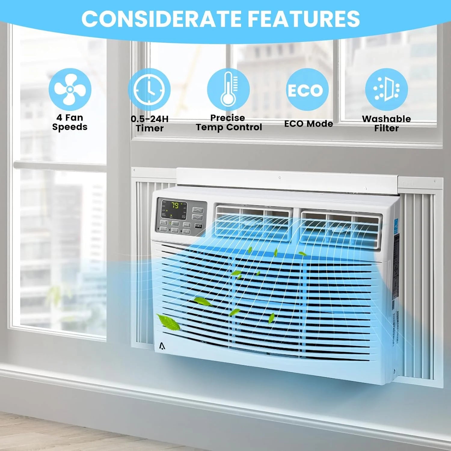 M Optimized 12000BTU Window Air Conditioner with Wi - Fi Enabled, Remote Control, Air Conditioner Window Unit Cooling up to 550sq.ft, 115V Window AC