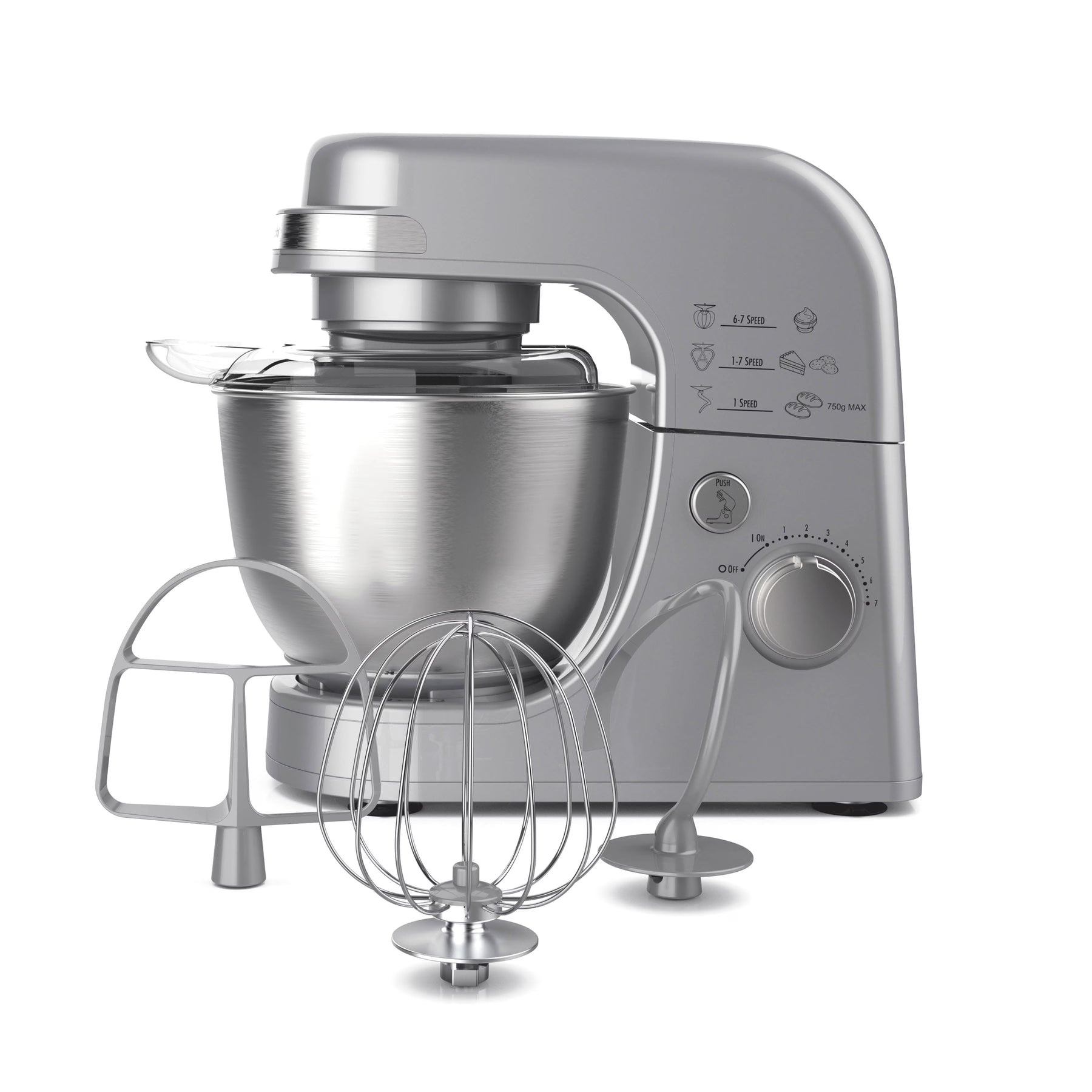Hamilton Beach 4 Quart Stand Mixer for Kitchen, 7 Speeds, Tilt - Head, Dough Hook, Whisk & Flat Beater, White