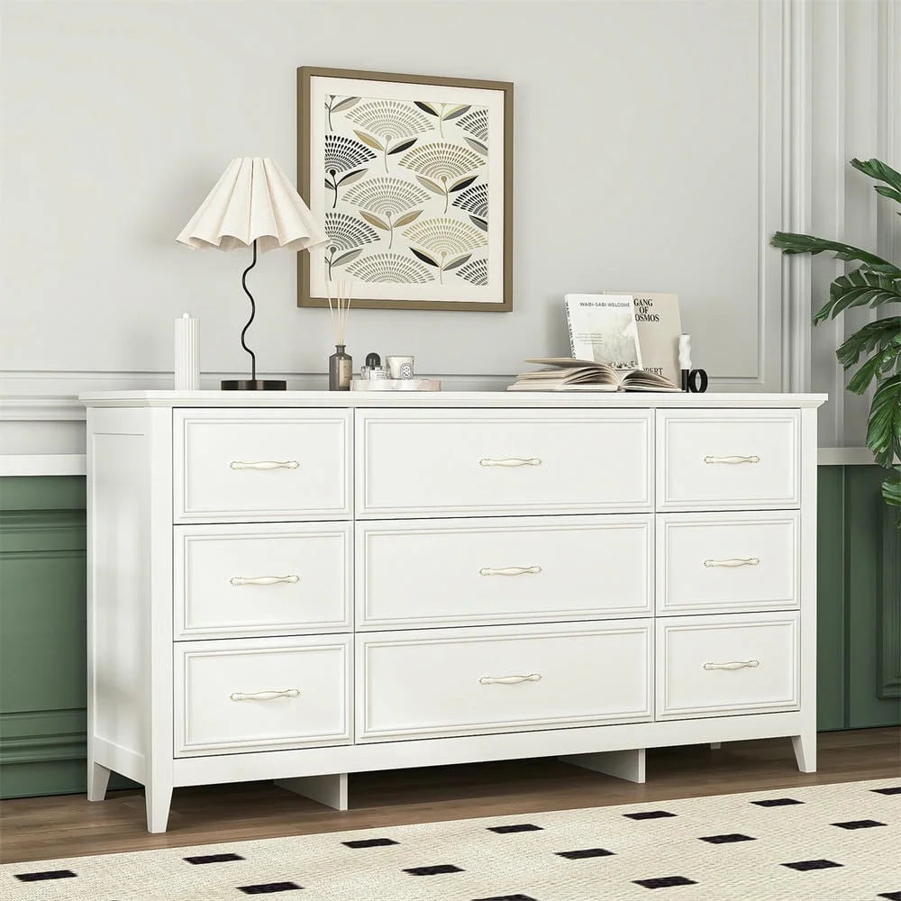 Kadyn Modern 6 Drawer Dresser Wood Cabinet, Dresser for Bedroom, Kitchen Storage Cabinet with Drawers, Chest of Drawers(Black)