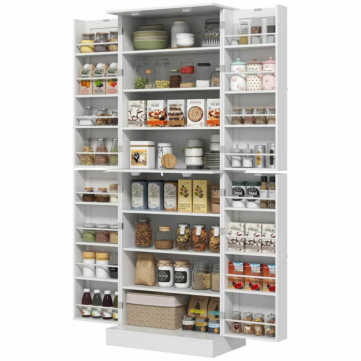 Spaco 17-Tier Kitchen Small Pantry Cabinet with 2 Doors and 6 Adjustable Shelves, Cabinet Pantry, Freestanding 5-Tier Shelving Pantries