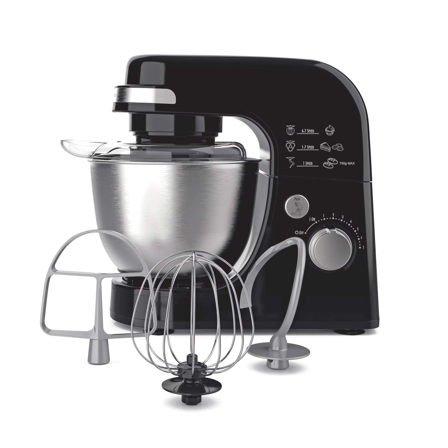 Hamilton Beach 4 Quart Stand Mixer for Kitchen, 7 Speeds, Tilt - Head, Dough Hook, Whisk & Flat Beater, White