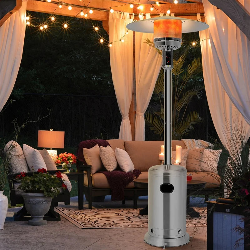 50,000 BTU Propane Patio Heater, Standing Stainless Steel Outdoor Heater with Wheels, Triple Protection, CSA Certified for Deck & Commercial