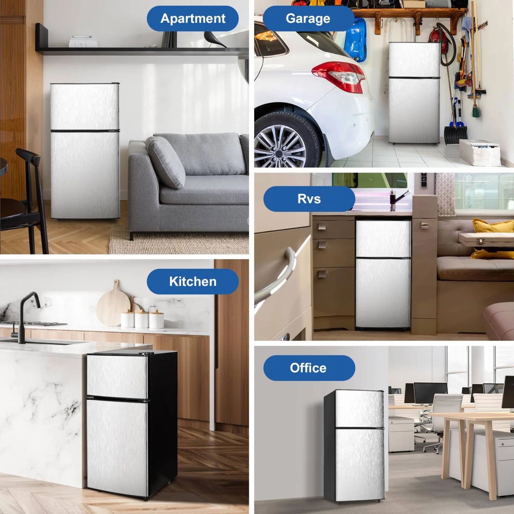 3.5 Cu.ft Mini Fridge Freezer, 2 Door Small Refrigerator, 7 Level Adjustable Thermostat Freezer Fridge for Living Room, Kitchen and Apartment, Sivelr