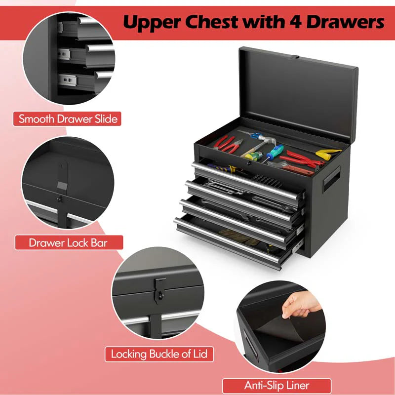 2 - in - 1 Rolling Tool Chest, 5-Drawer Tool Storage Cabinet with Wheels, Adjustable Shelf, Tool Box Organizer for Garage Warehouse Workshop