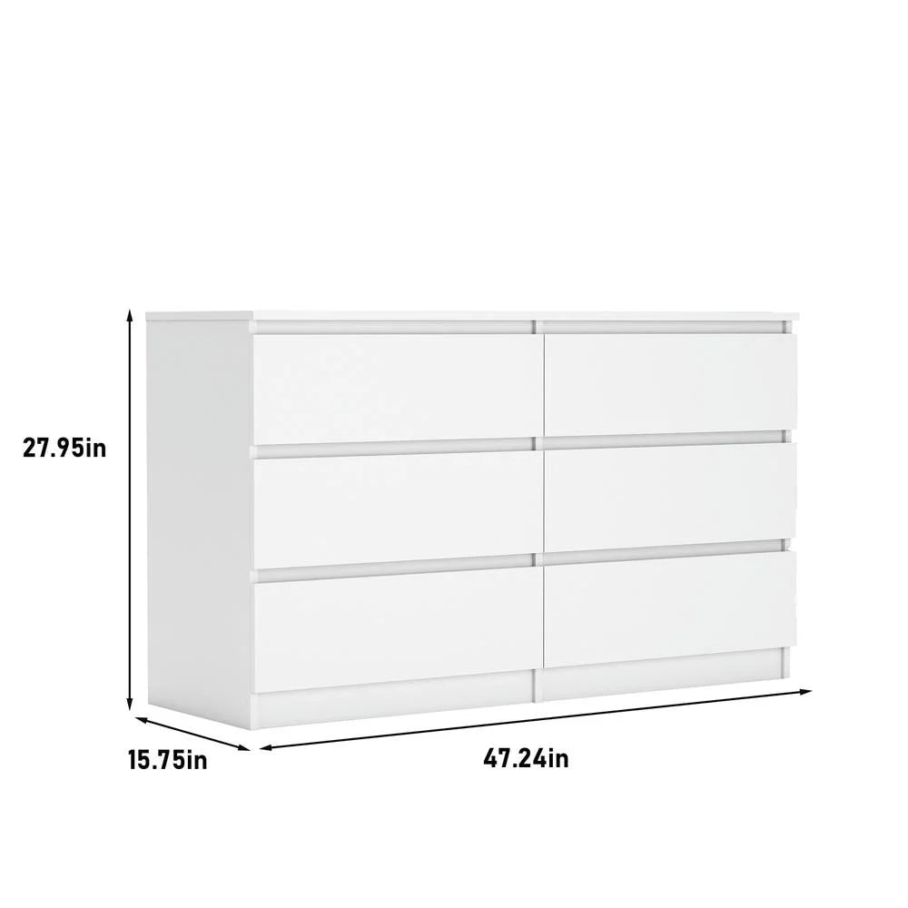 Kadyn Modern 6 Drawer Dresser Wood Cabinet, Dresser for Bedroom, Kitchen Storage Cabinet with Drawers, Chest of Drawers(Black)