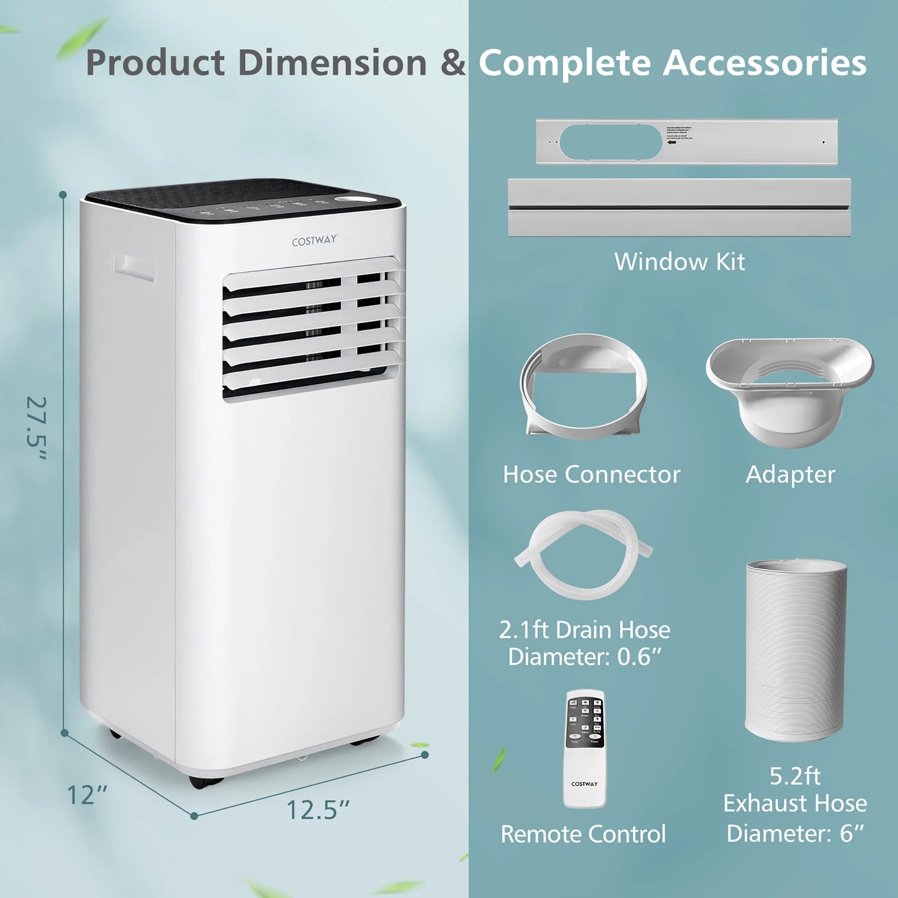 Costway 10000 BTU Portable Air Conditioner 3 - in - 1 Air Cooler with Fan Dehum Sleep Mode