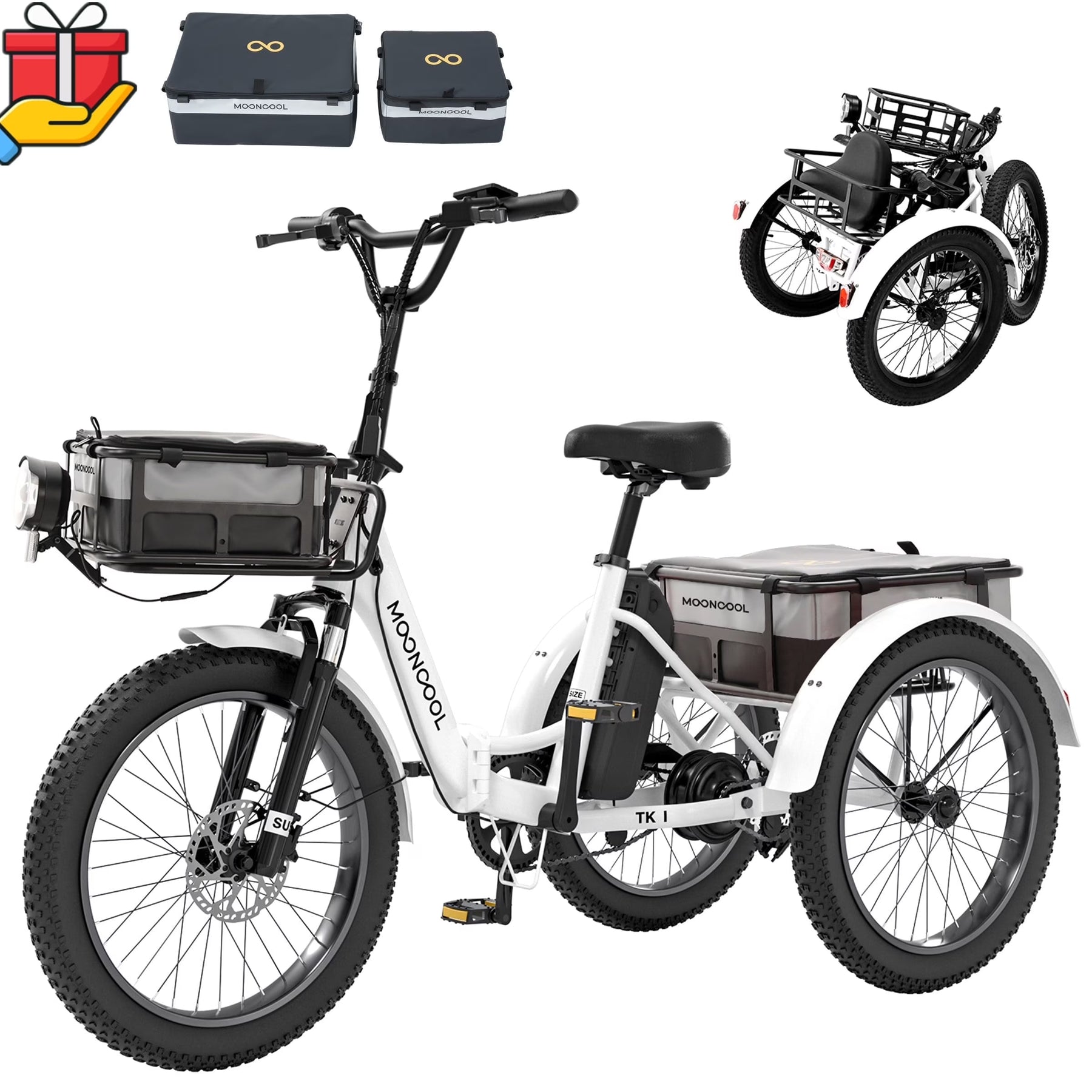 ABORON 3.0 Fat Tire Electric Trike for Senior Foldable E - Bike, 500W Motorized Tricycle Adult 20" Folding 3 Wheel Electric Commute Bike Trike W/48V