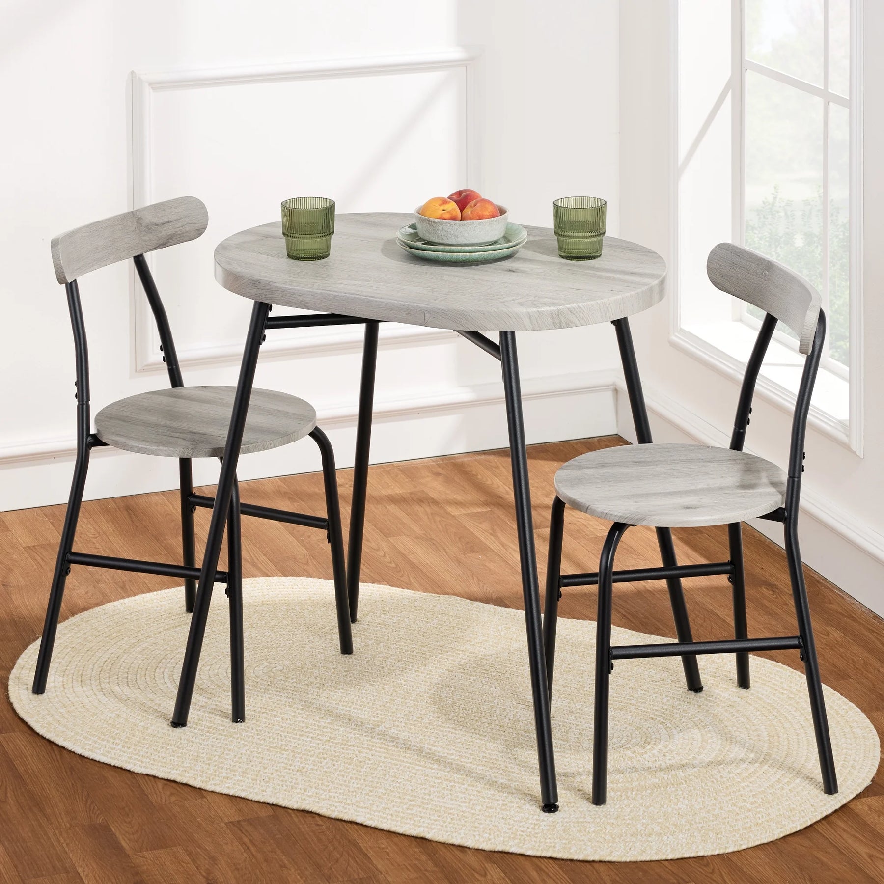 Best Choice Products 3 Piece Modern Oval Dining Table Set, Small Kitchen Dinette W/ 2 Chairs Black/Black