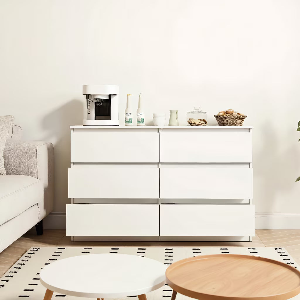 Kadyn Modern 6 Drawer Dresser Wood Cabinet, Dresser for Bedroom, Kitchen Storage Cabinet with Drawers, Chest of Drawers(Black)