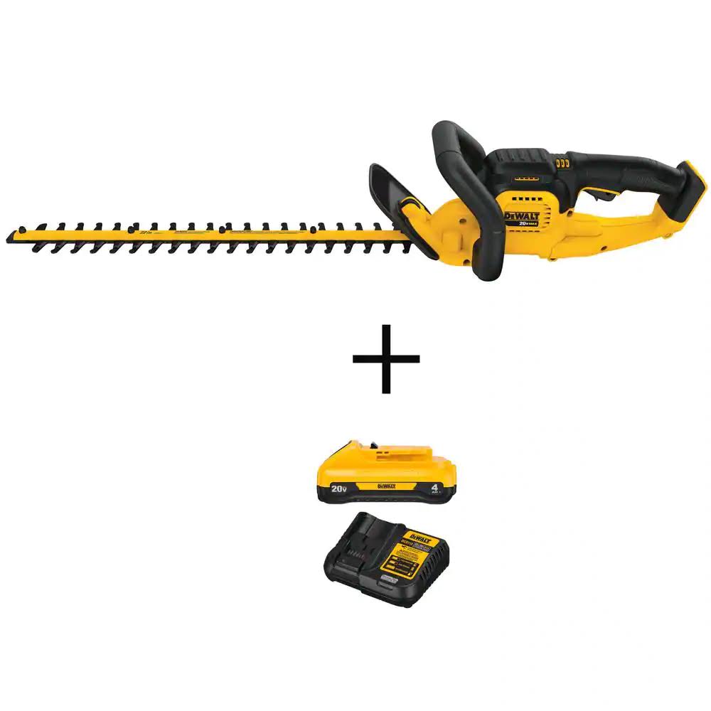 DeWalt 20V Max 22 in. Lithium - Ion Cordless Hedge Trimmer with 20V Max Compact Lithium - Ion 4Ah Battery and 12V to 20V Charger