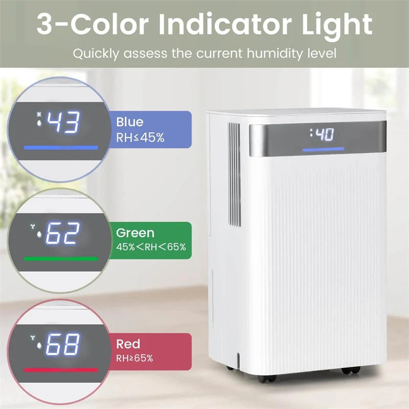 32 Pints 2000 Sq.ft Basement Dehumidifier with Drain Hose, 24H Timer & 3 - Color Indicator, Quiet Portable Dehumidifier for Home, Bedroom, Bathroom