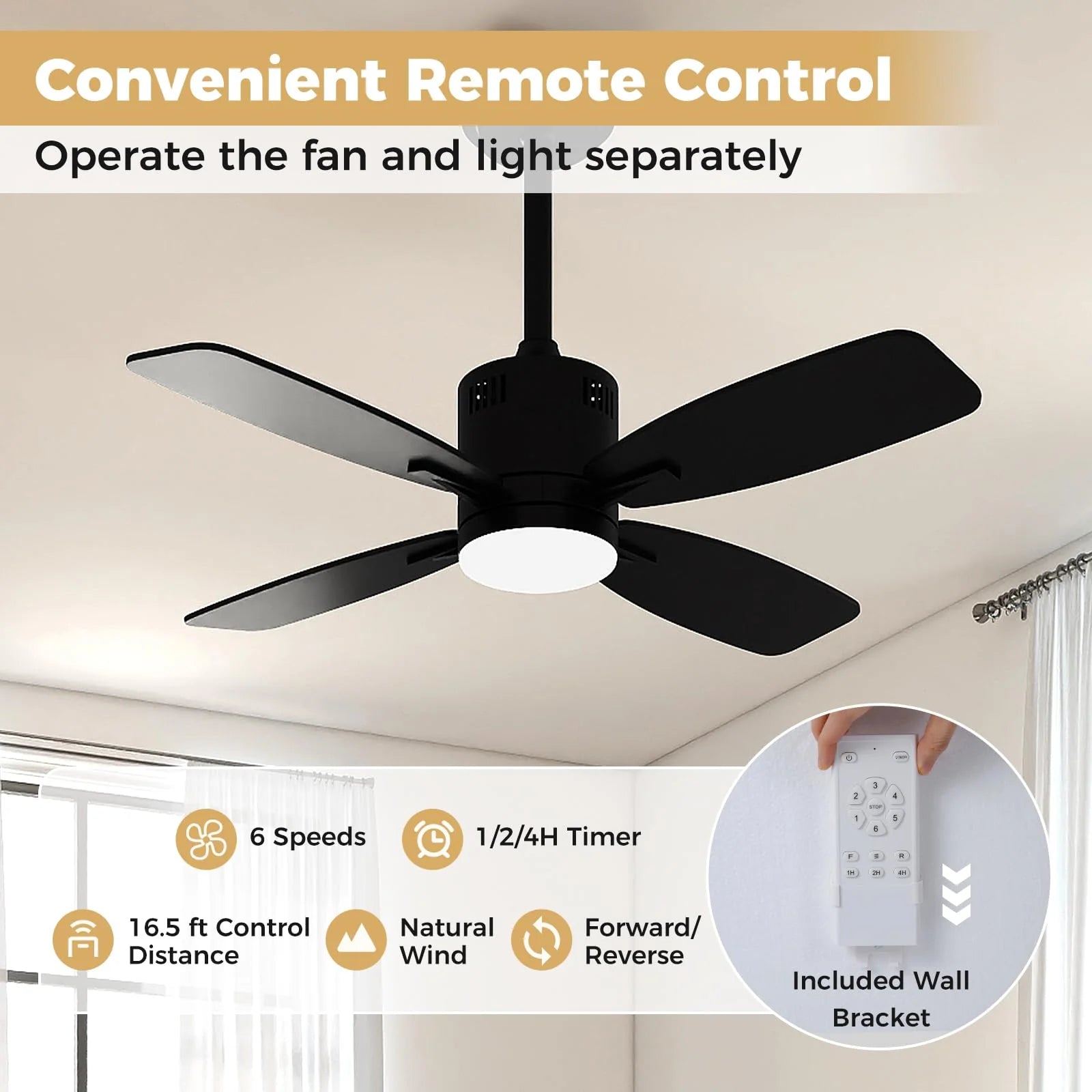 Tangkula 42” Ceiling Fan with Light and Remote