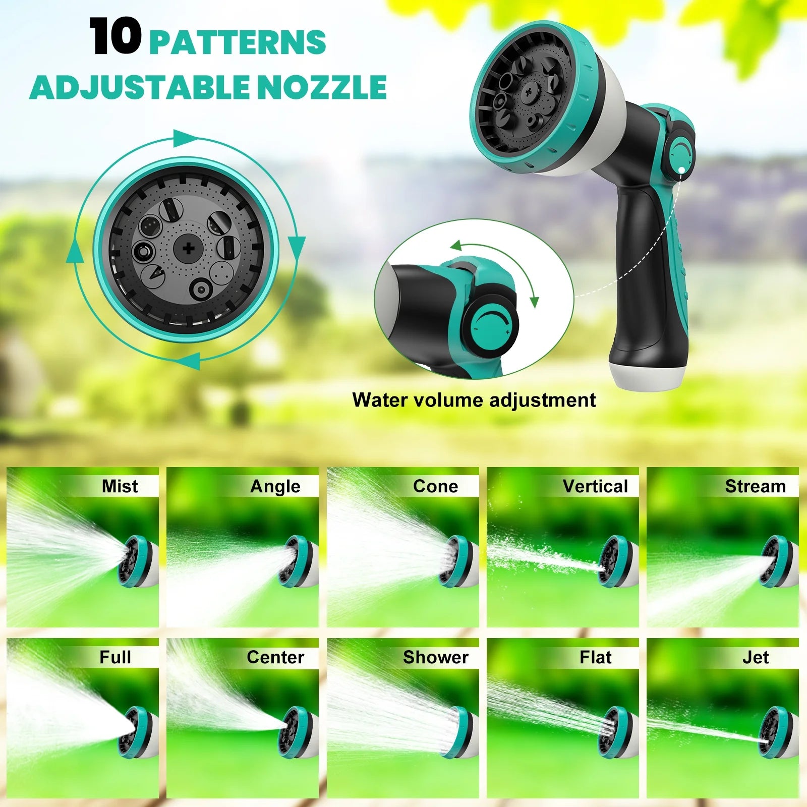 AUOSHI Retractable Garden Hose Reel 1/2" 100ft Automatic Hose Reel with 10 Function Sprayer Nozzle Wall Mount 180 Deg Swivel Bracket Hose Reel