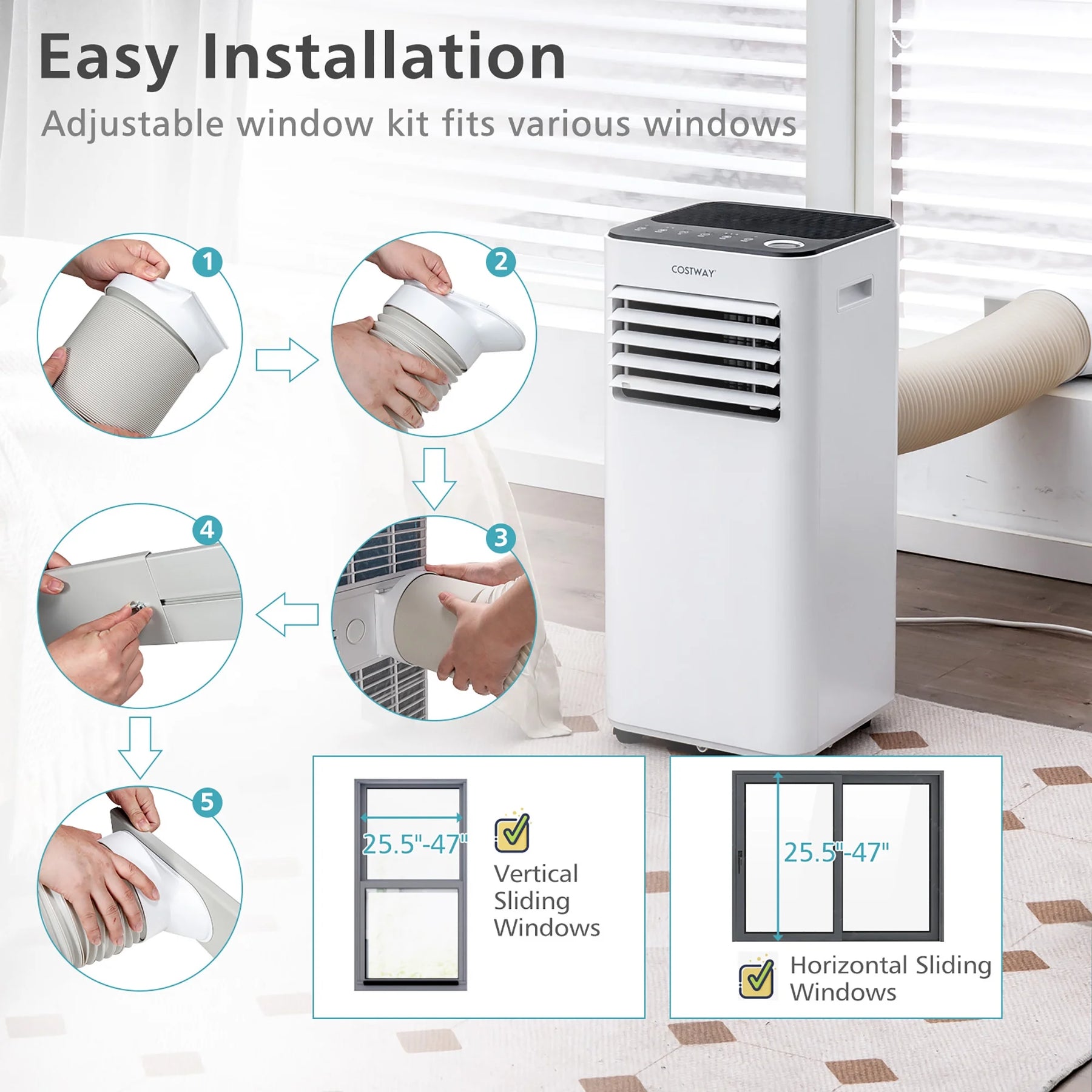 Costway 10000 BTU Portable Air Conditioner 3 - in - 1 Air Cooler with Fan Dehum Sleep Mode