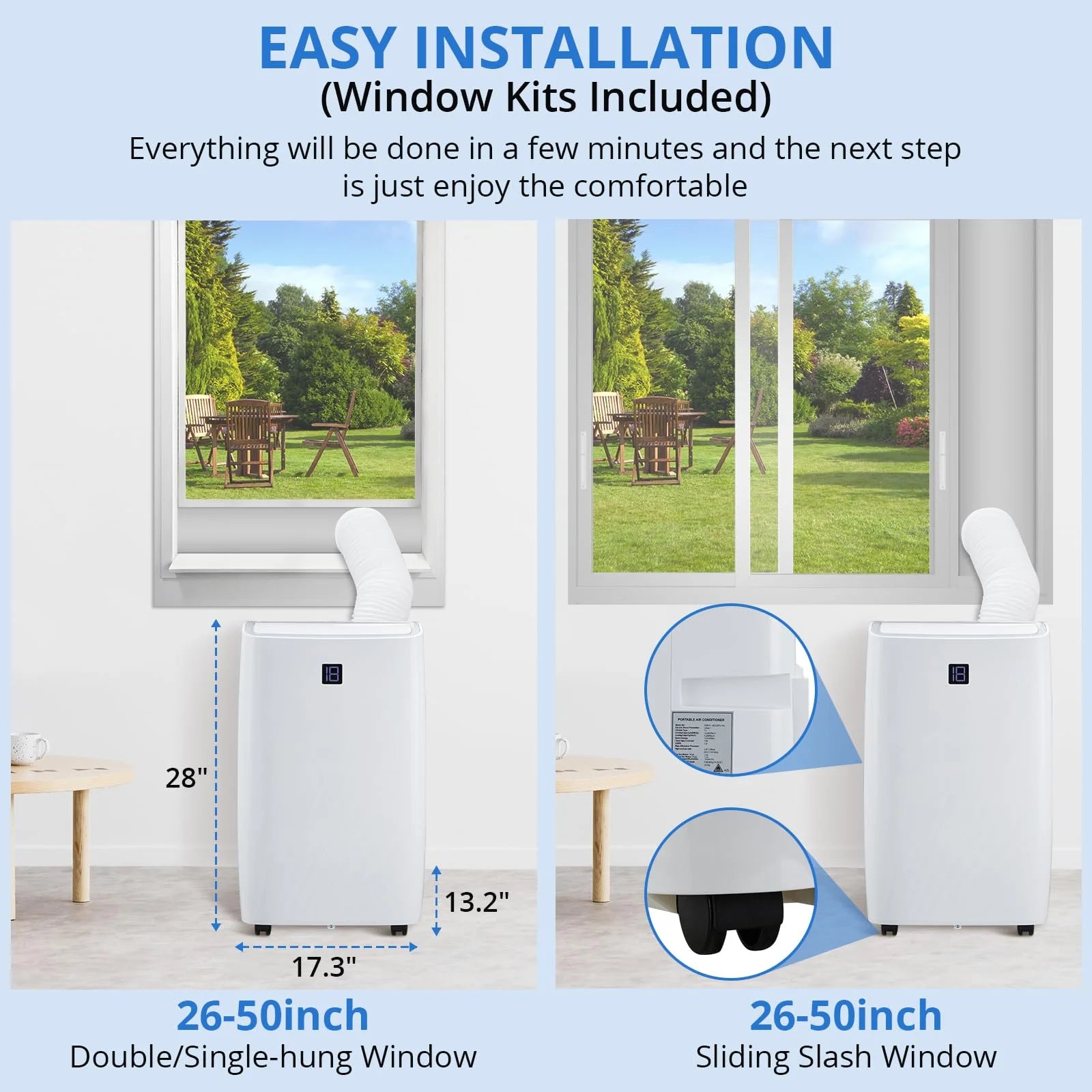 TROPOW 14000BTU Portable Air Conditioners Cool up to 750 Sq.ft, 4 in 1 Portable AC Unit with Remote Control/Dehumidifier/3 Speeds Fan/Sleep Mode