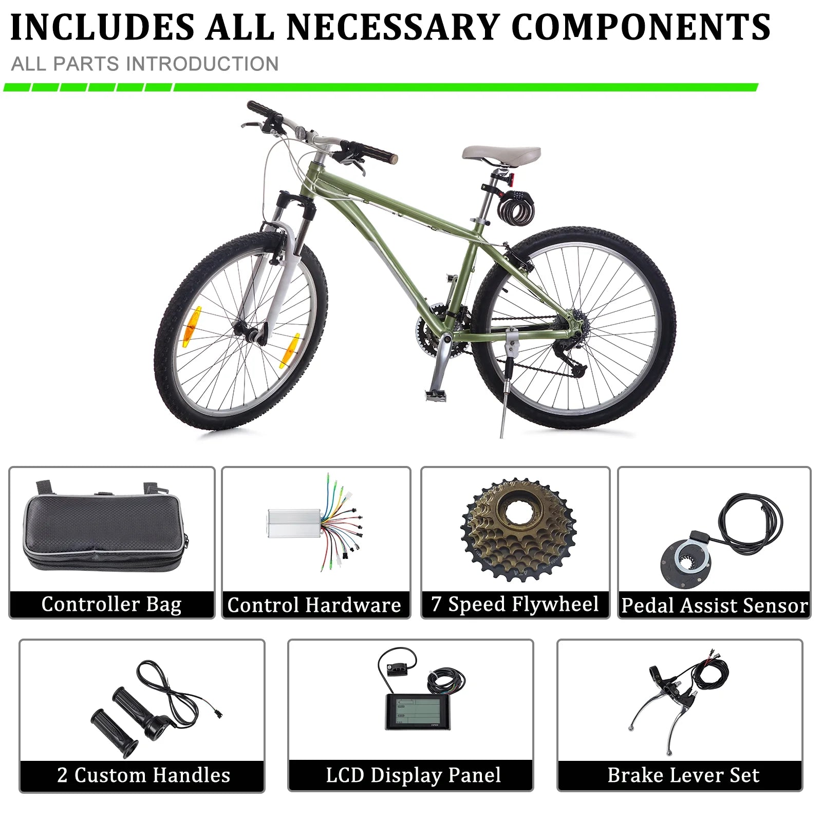 Ktaxon 48V 1000W Electric Bicycle Motor Kit, 26" Front Wheel E - Bike Conversion Kit W/ LCD Display (without Battery)