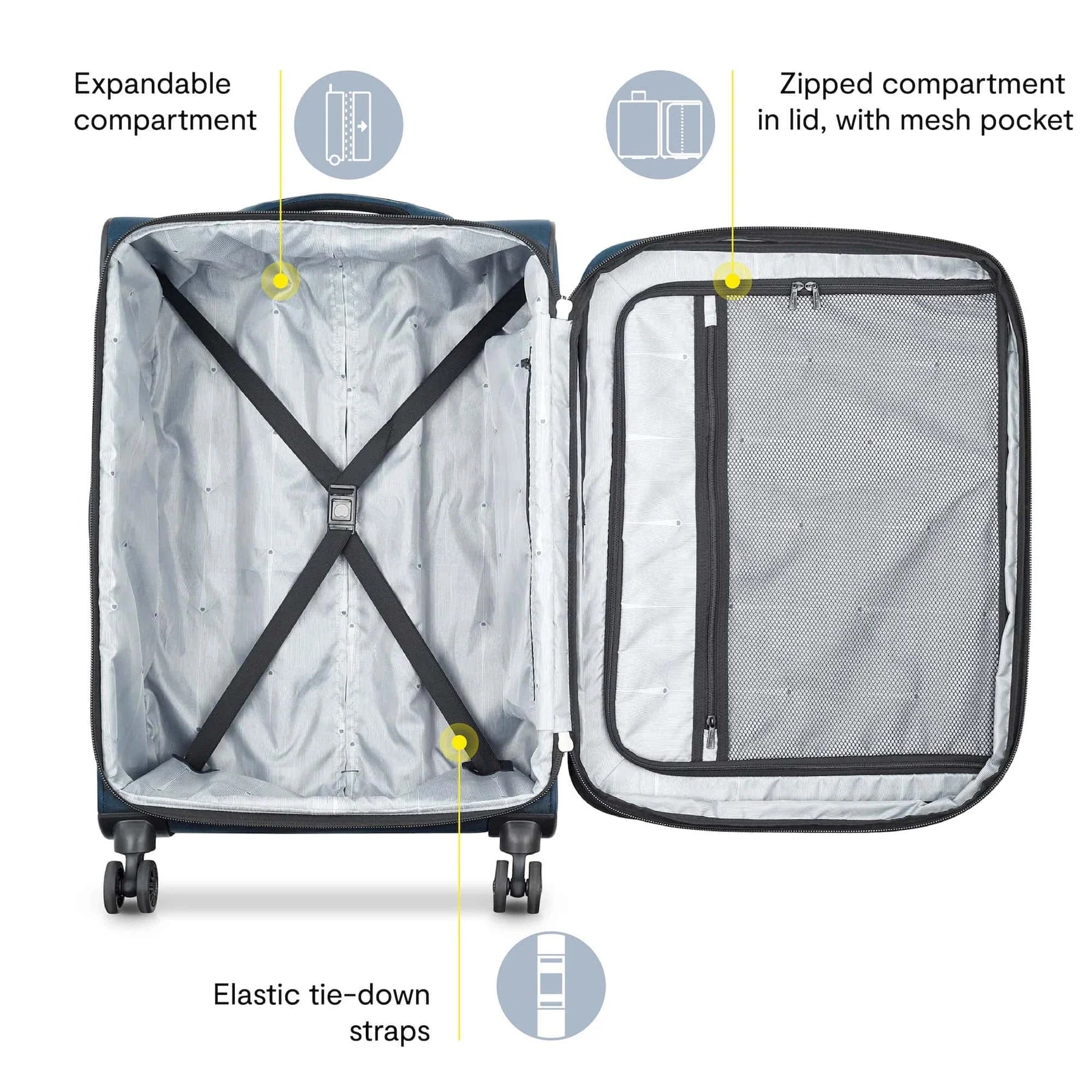DELSEY PARIS Sky Max 2.0, 2 Piece Softside Luggage Set Includes 24" Checked Luggage and a Carry - on Duffel Bag, Blue