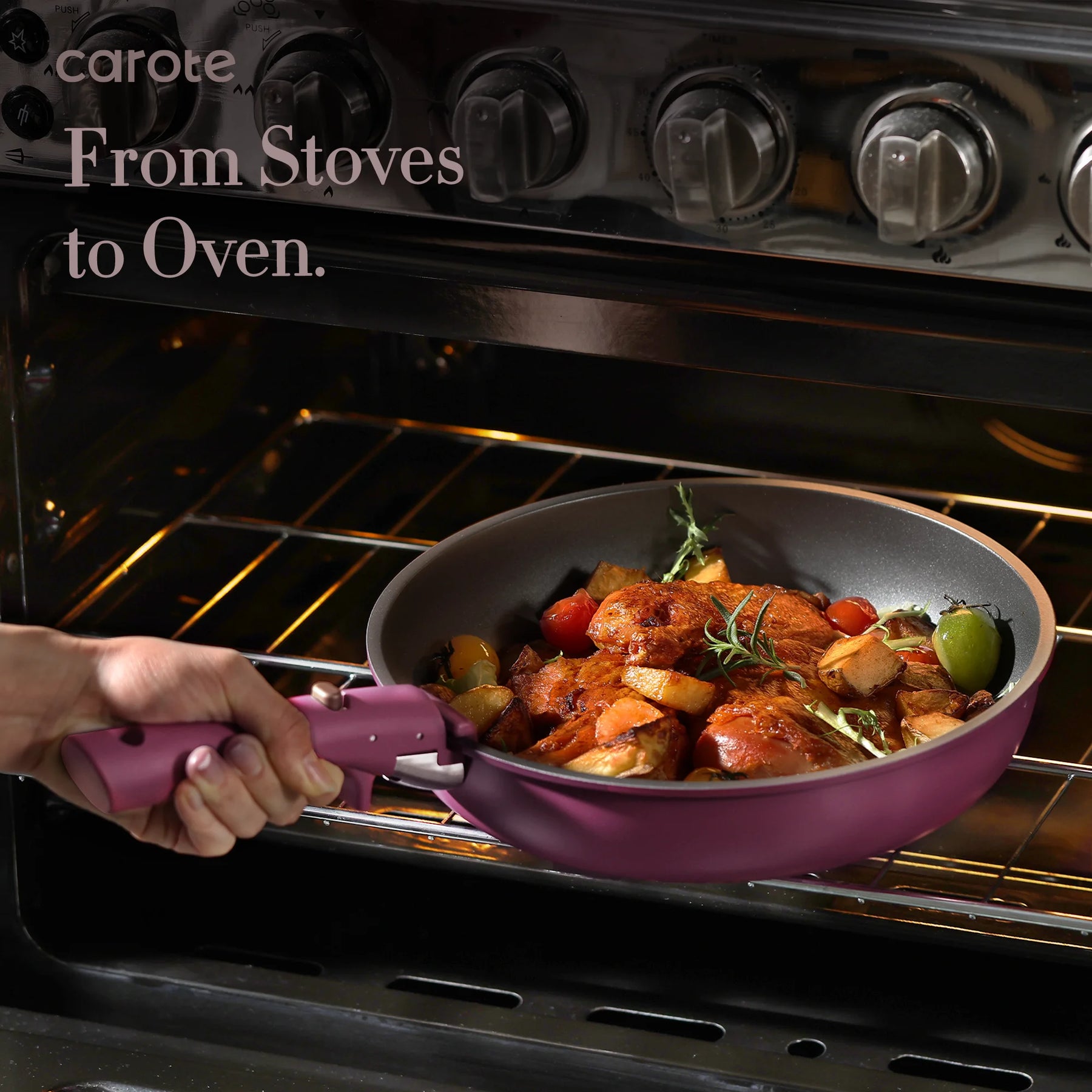 Carote 20 Pcs Nonstick Cookware Sets, Pots and Pans Set with Detachable Handles, Oven Safe, Induction Cookware, Stackable Kitchen Cooking Set, Ultra