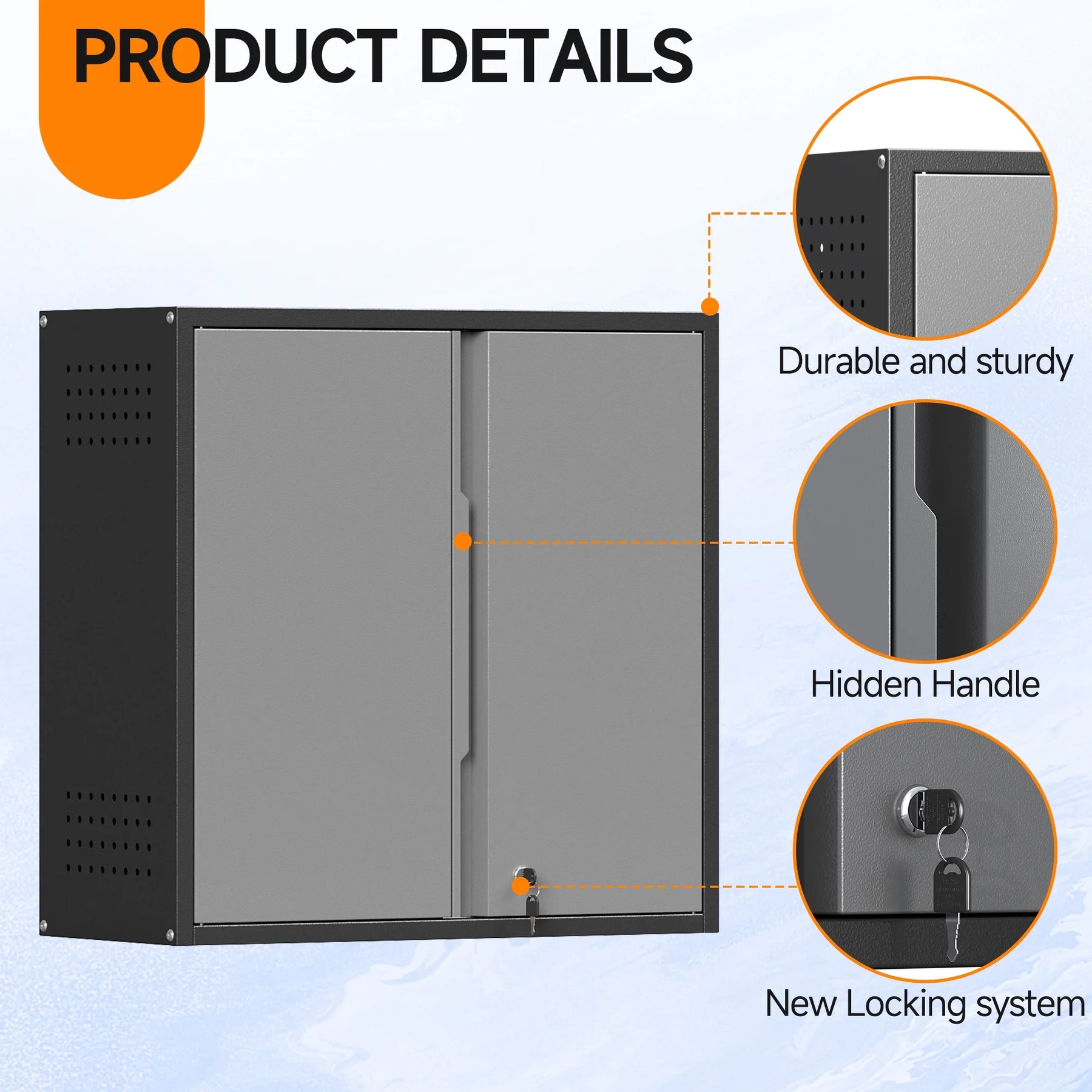 Topass Metal Wall Cabinet with Lockgarage Storage Cabinet, Wall - Mounted Utility Cabinet with Adjustable Shelf & Locking Doors