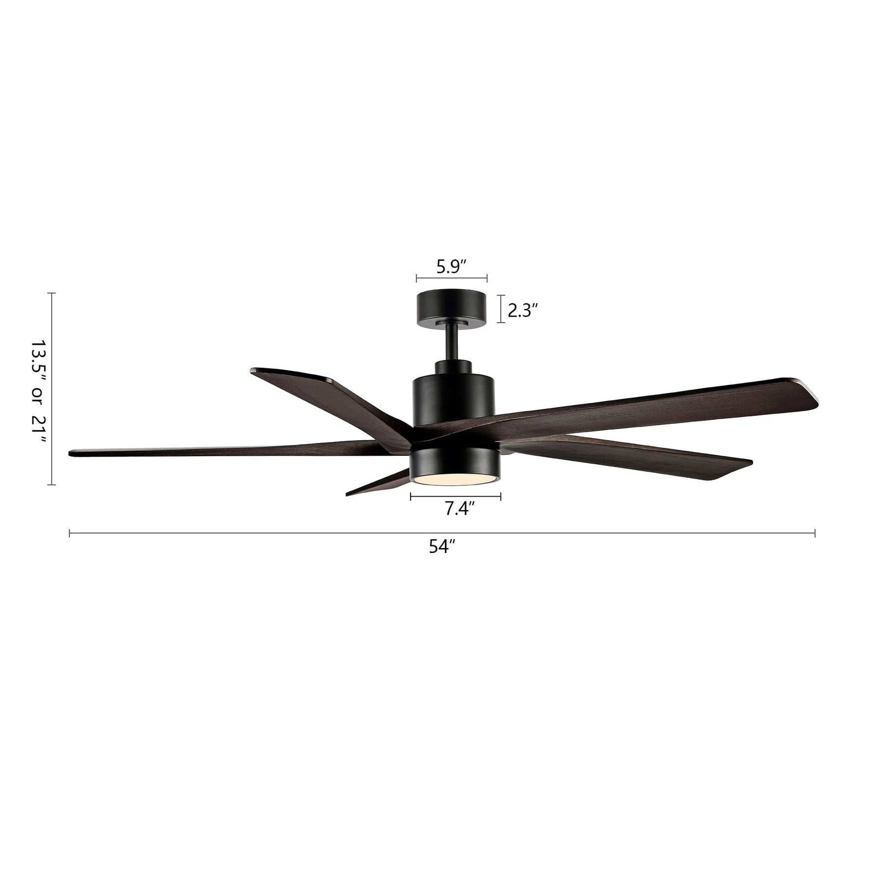 WINGBO 54 DC Ceiling Fan with Lights and Remote Control, 5 Reversible Carved Wood Blades Brass/Black