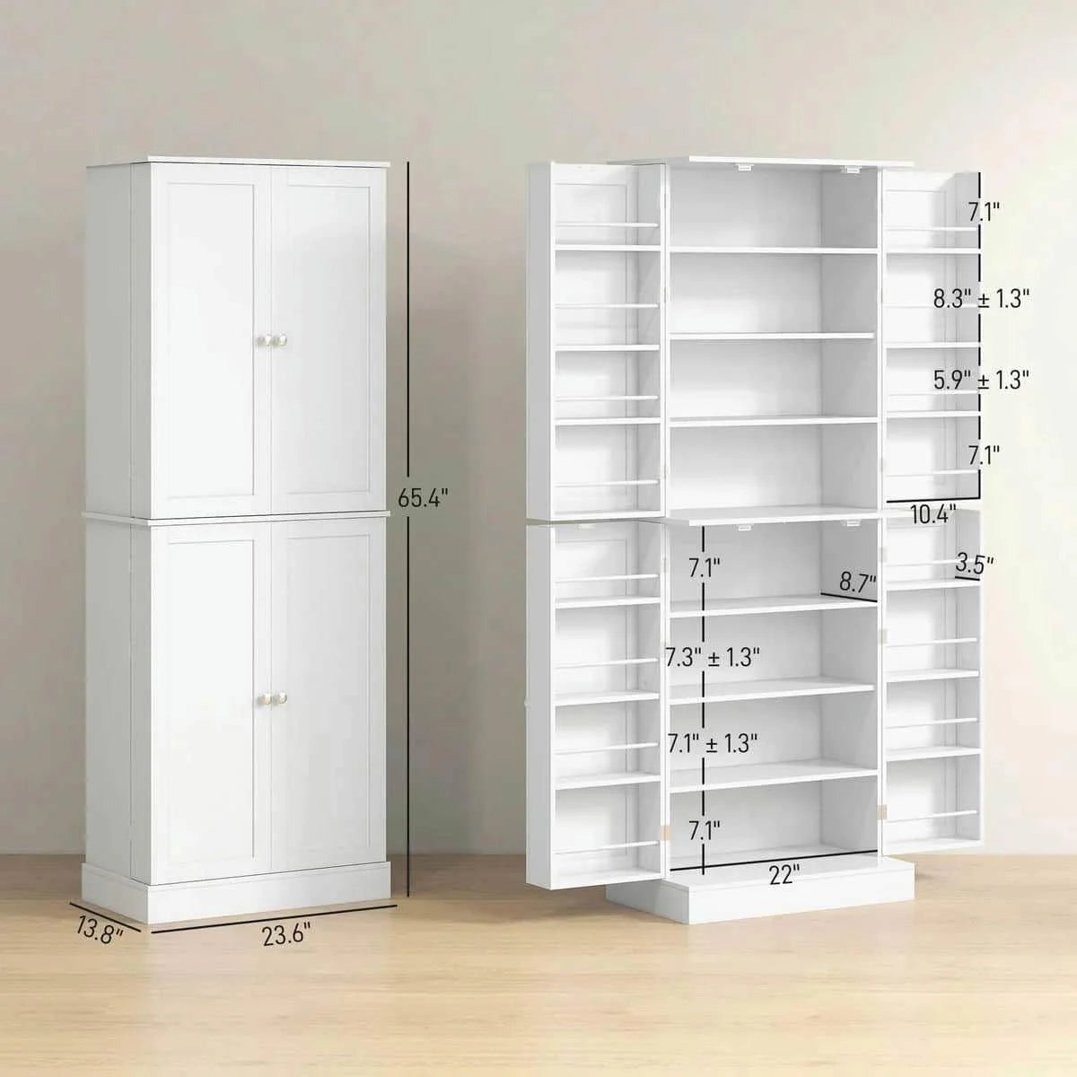 Spaco 17-Tier Kitchen Small Pantry Cabinet with 2 Doors and 6 Adjustable Shelves, Cabinet Pantry, Freestanding 5-Tier Shelving Pantries