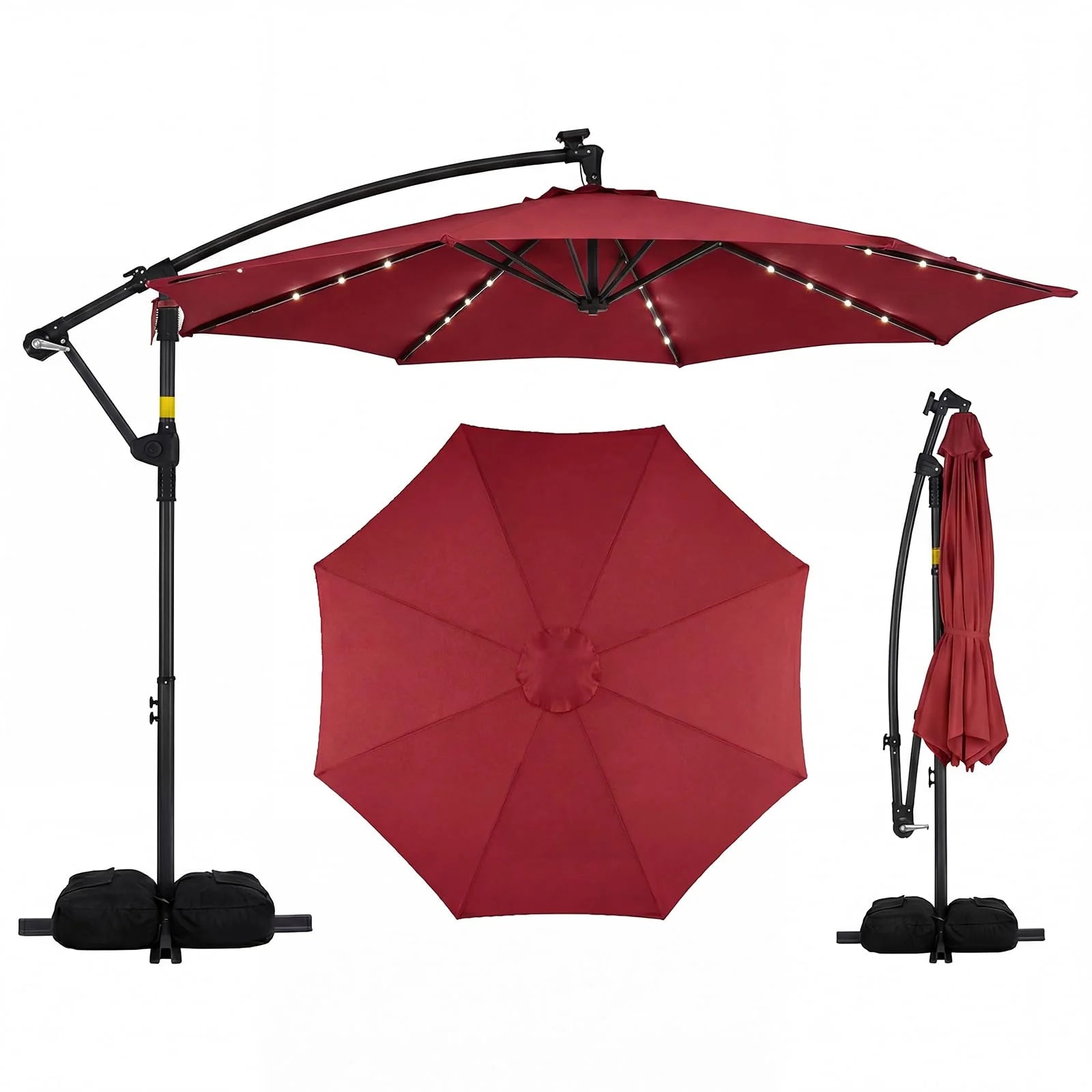 Tangkula 10ft Solar Patio Umbrella with Base Included