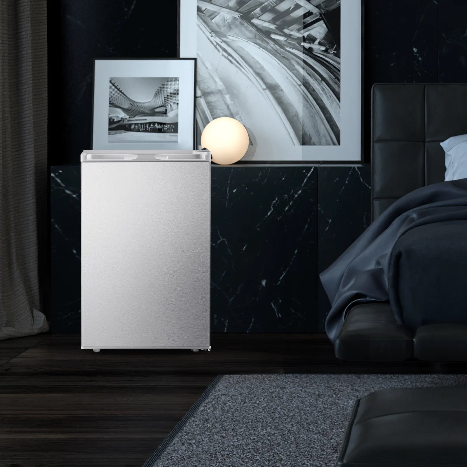 KNDKO 3.2cu.ft Upright Freezer, Compact Freezer with Removable Shelves, Adjustable Thermostat for Home/Kitchen/Office, SILVER